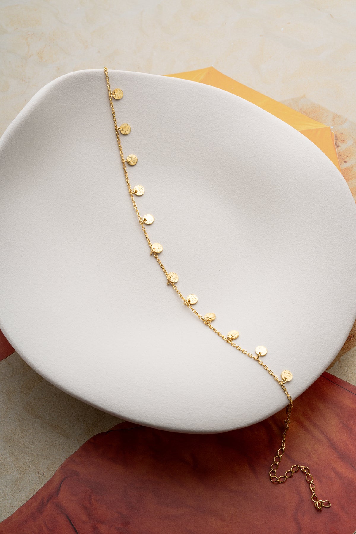 Hammered Gold Disc Charm Anklet
