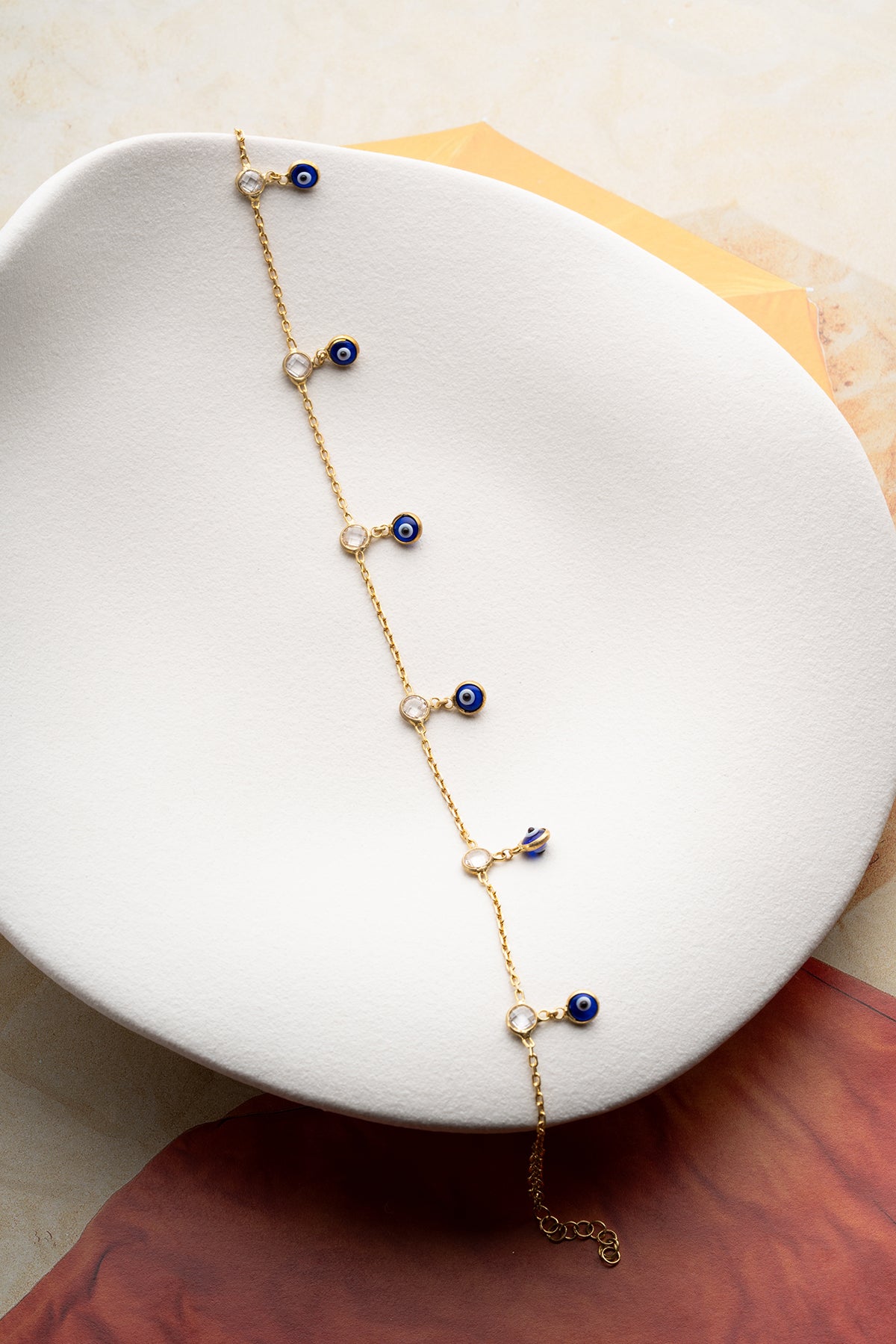 Evil Eye Charm Anklet in Gold