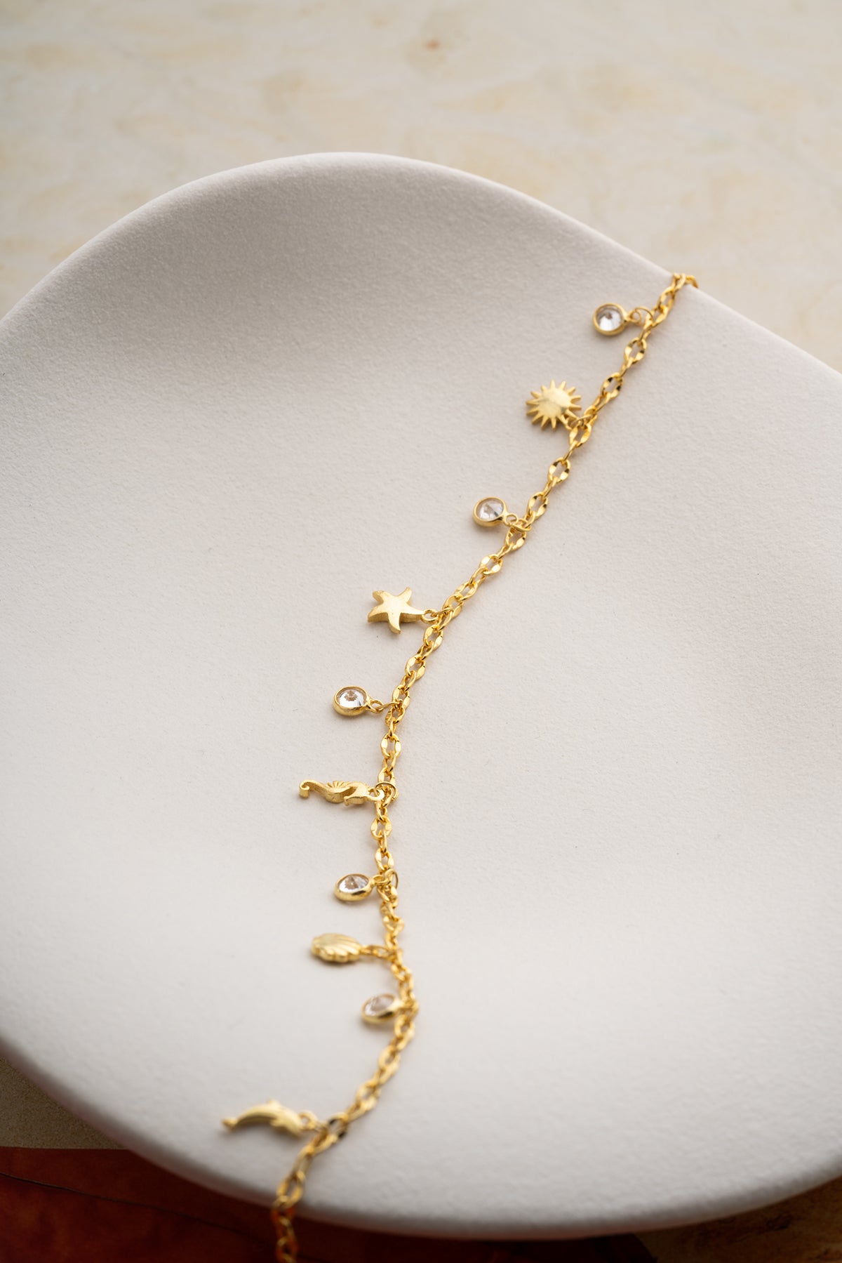 Gold Sea Charm Anklet with Starfish