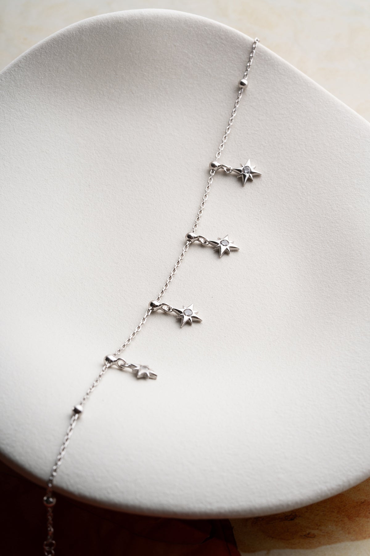 North Star Charm Silver Anklet