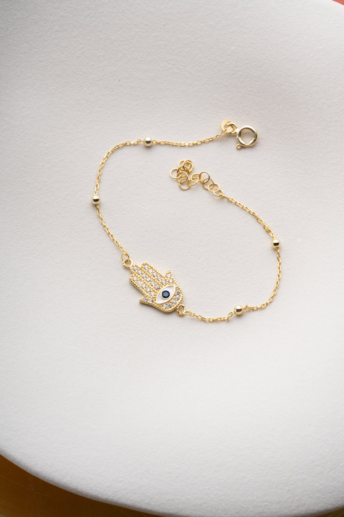 Hamsa Evil Eye Bracelet in Gold