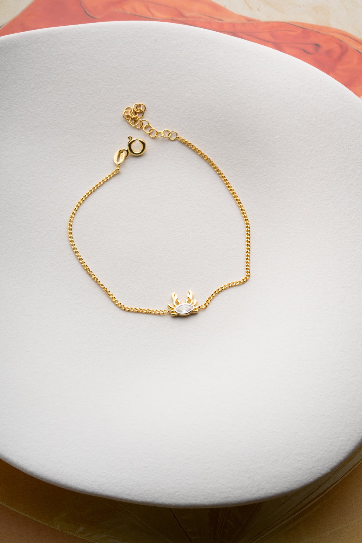 Crab Charm Bracelet in Gold