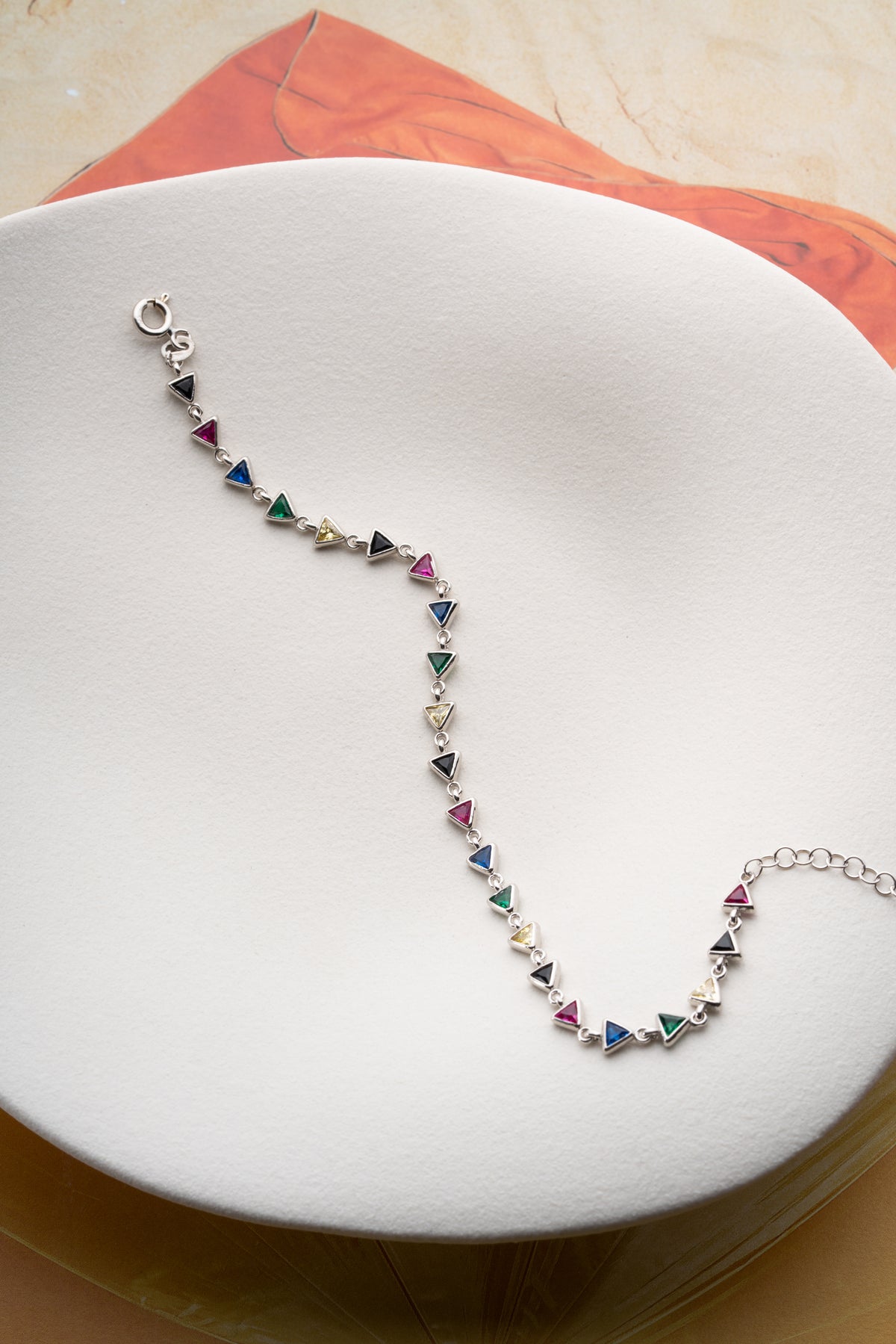 Multicolor Triangle Gemstone Tennis Bracelet