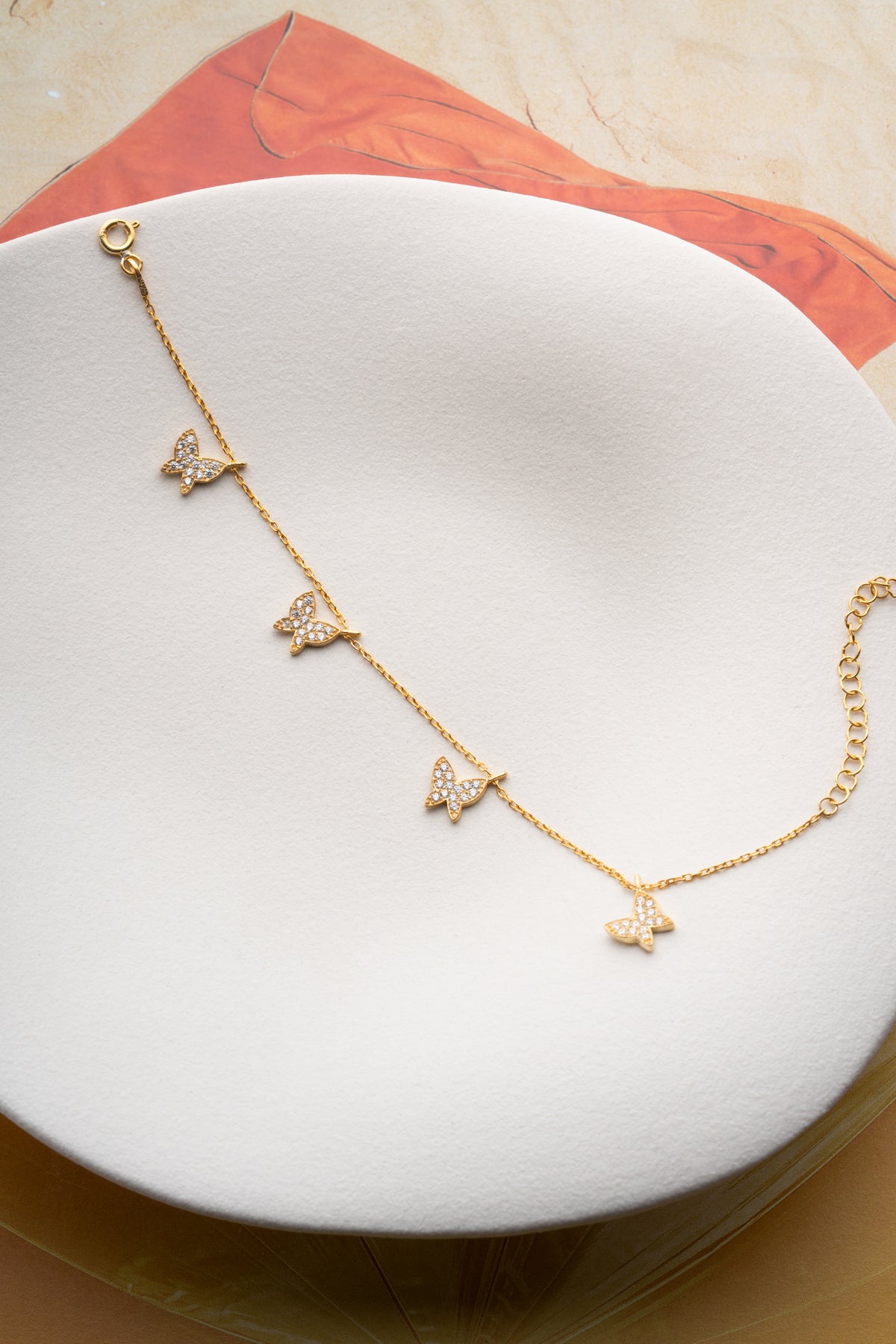 Pave Crystal Butterfly Charm Bracelet