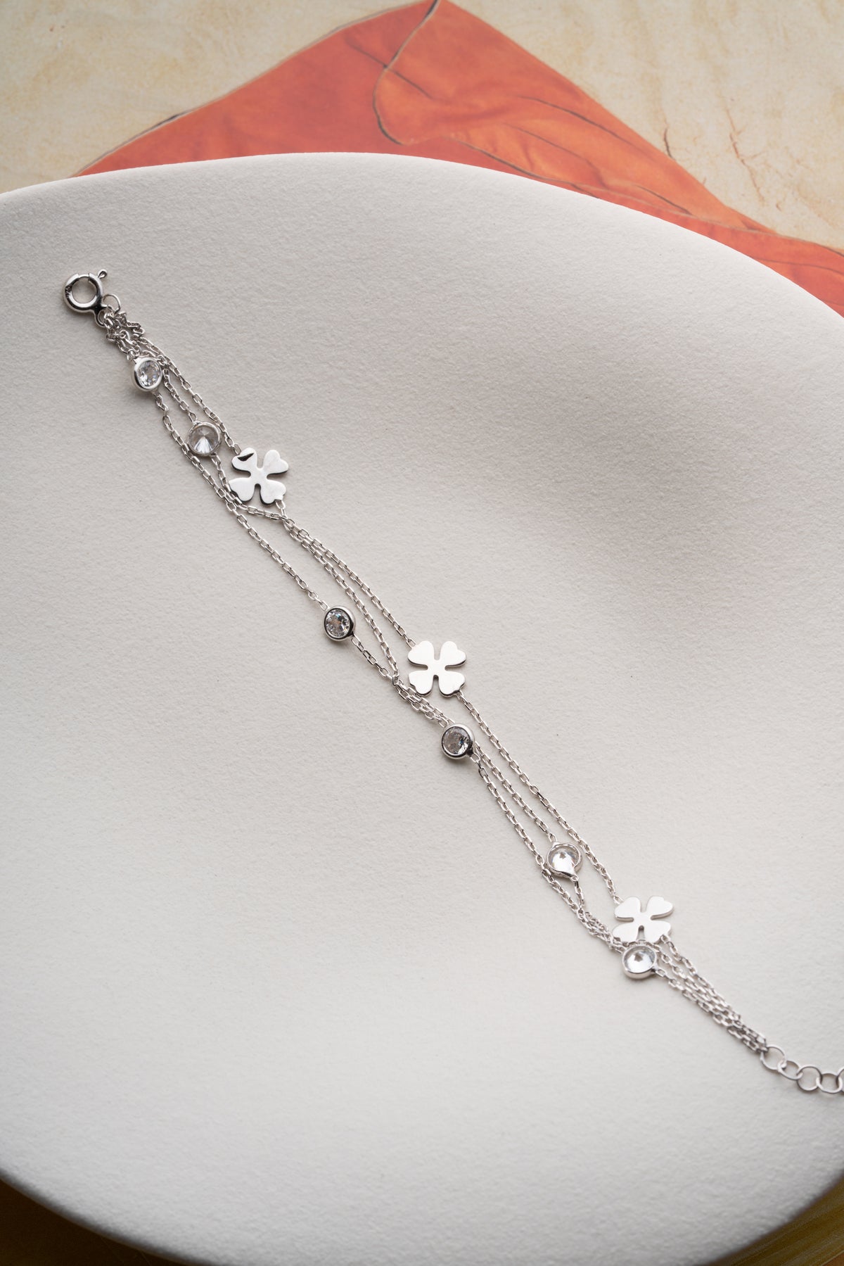 Three Strand Clover Charm Bracelet