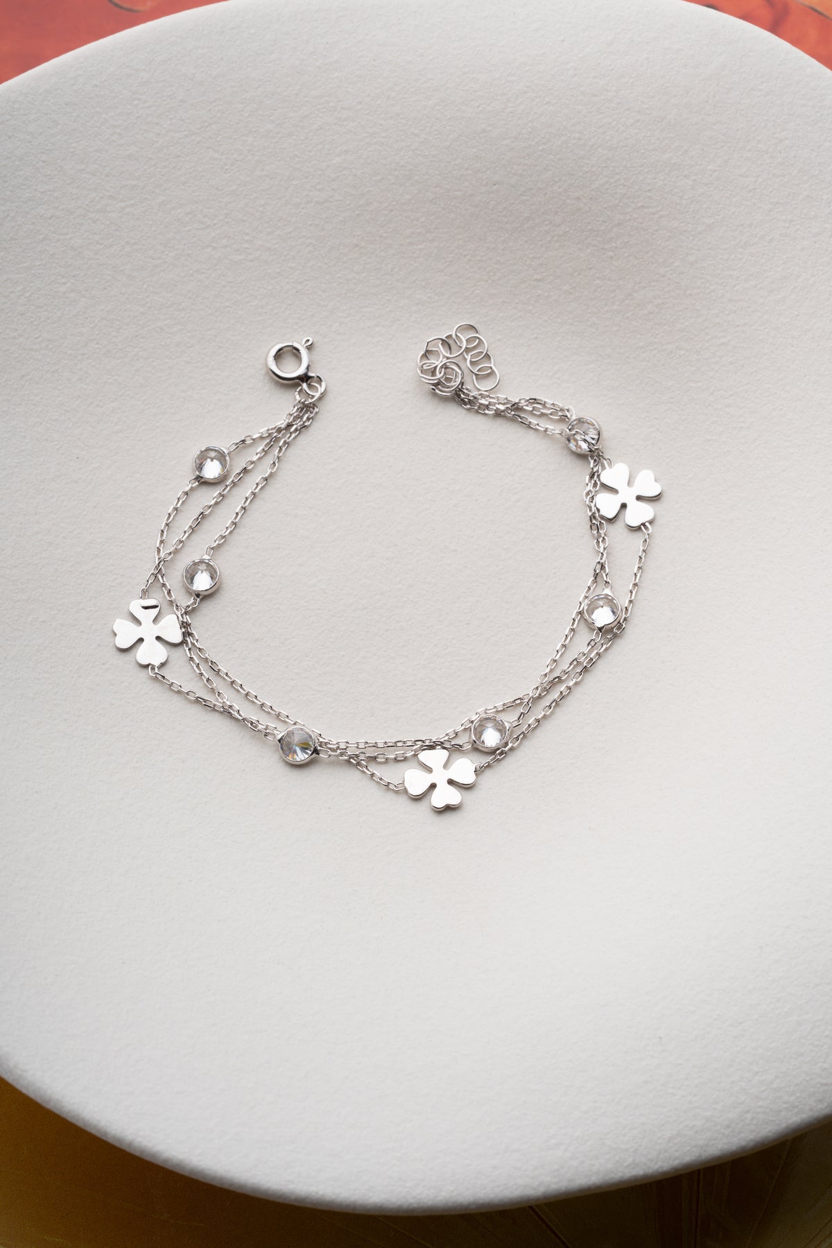 Three Strand Clover Charm Bracelet