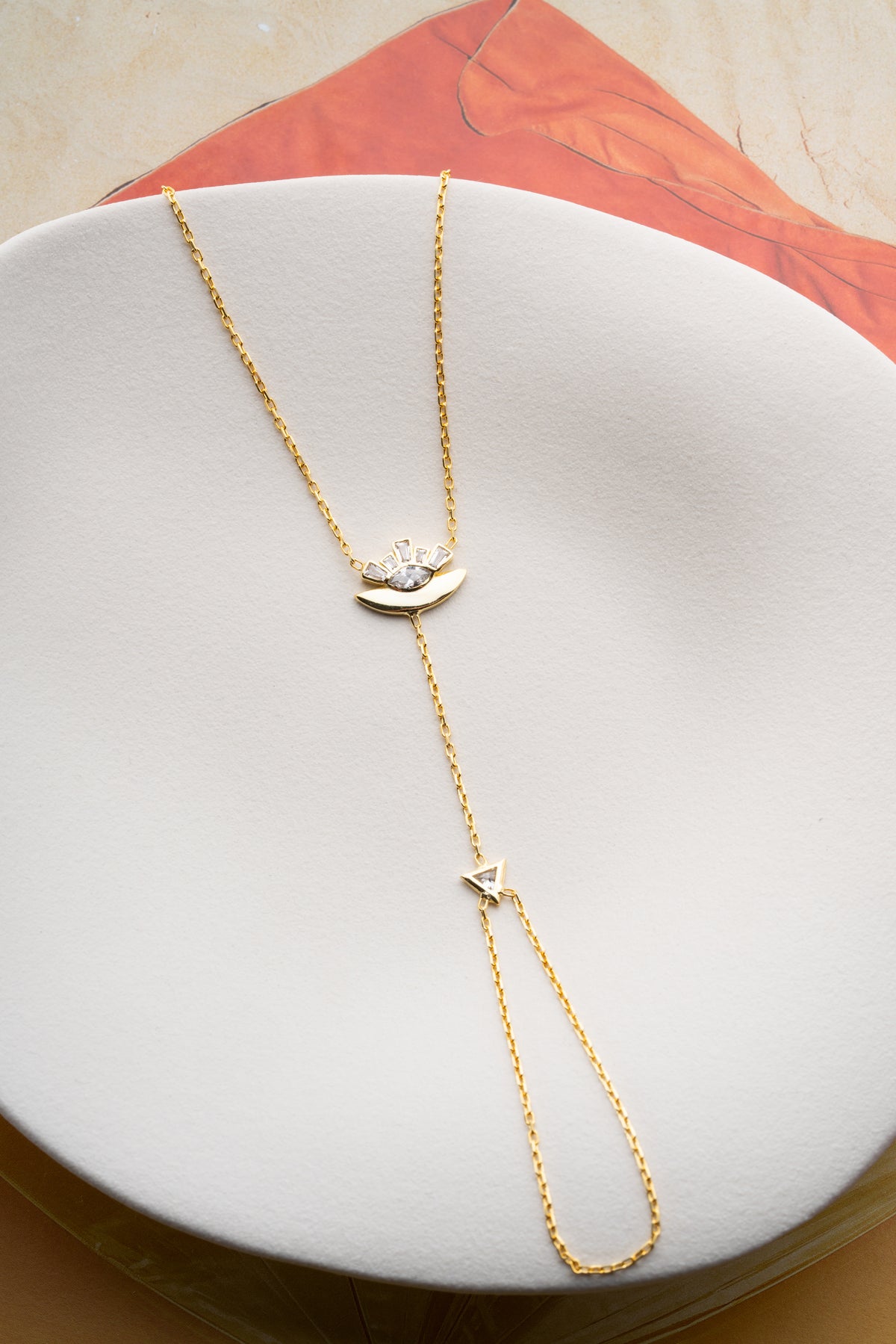 Sunburst Eye Hand Chain Bracelet in Gold