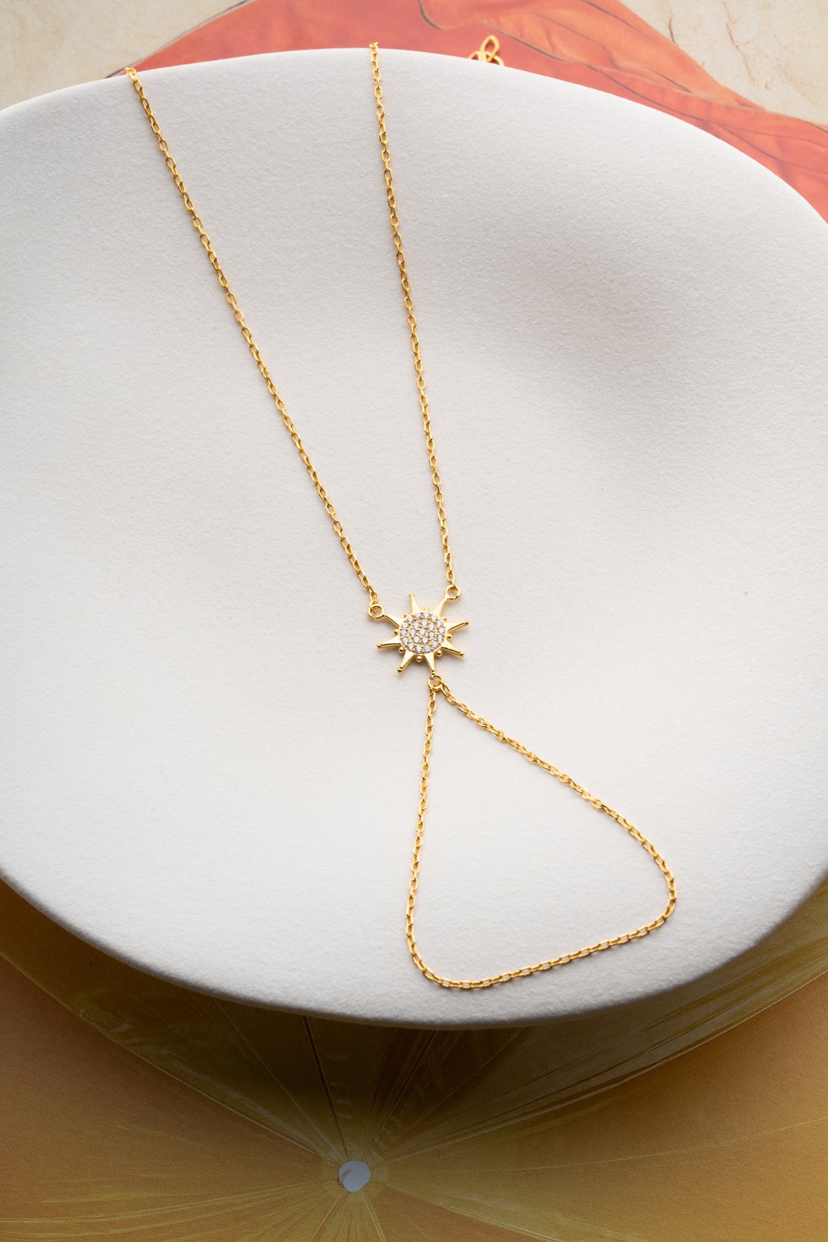 Starburst Pave Hand Chain Bracelet
