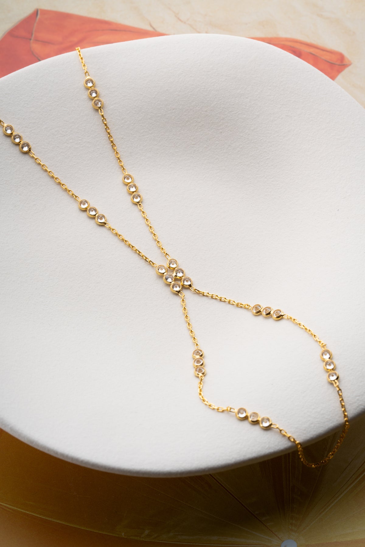 Bezel Crystal Cluster Hand Chain Bracelet