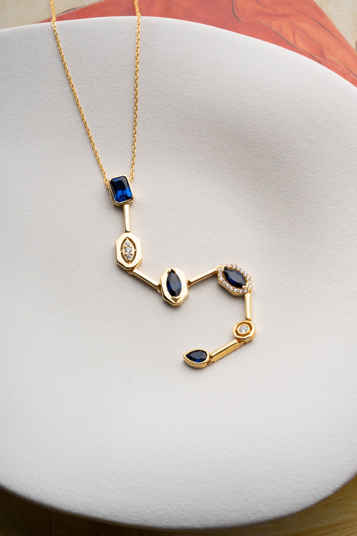 Sapphire Crystal Linear Drop Necklace