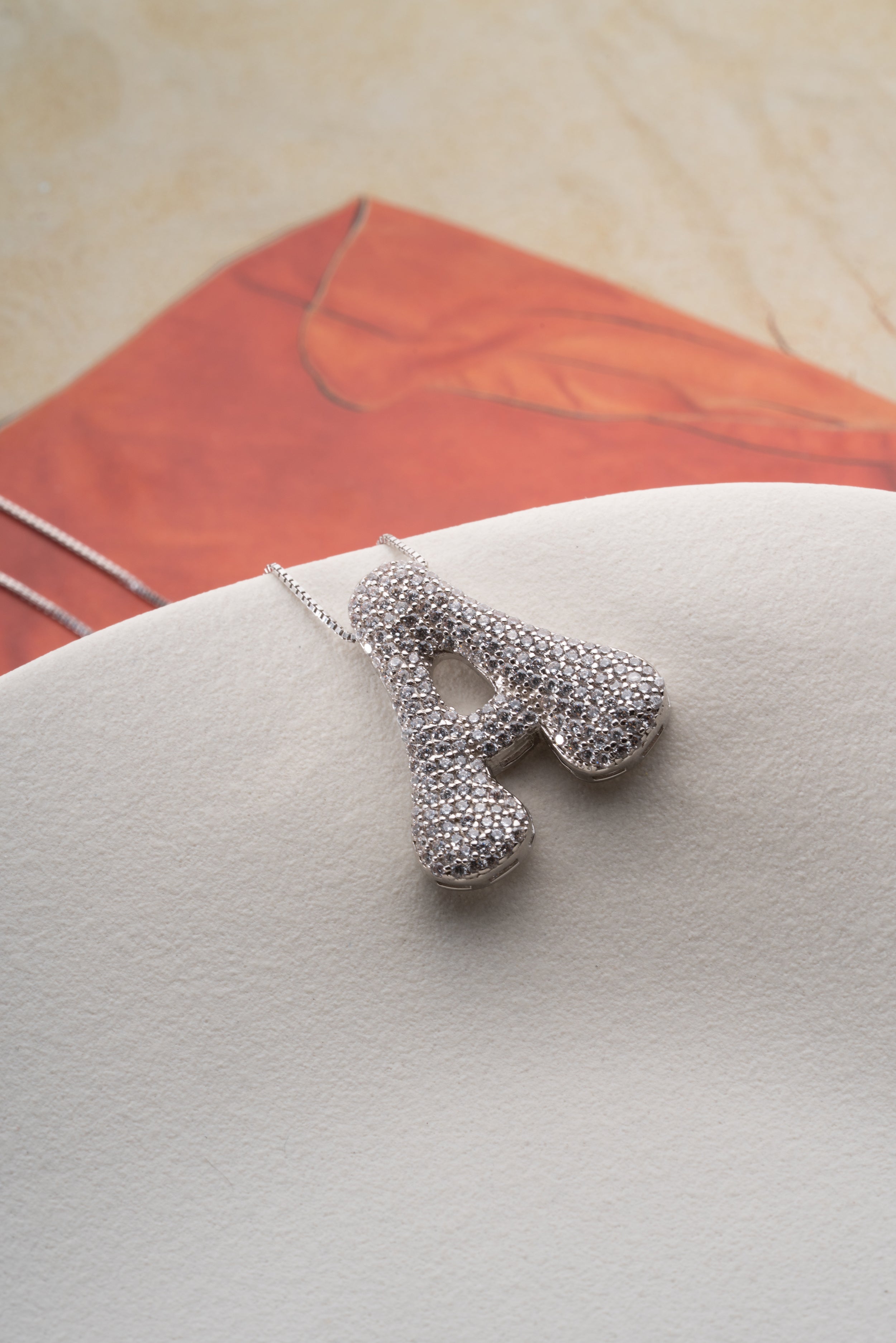 3D Pave Bubble Letter Name Necklace