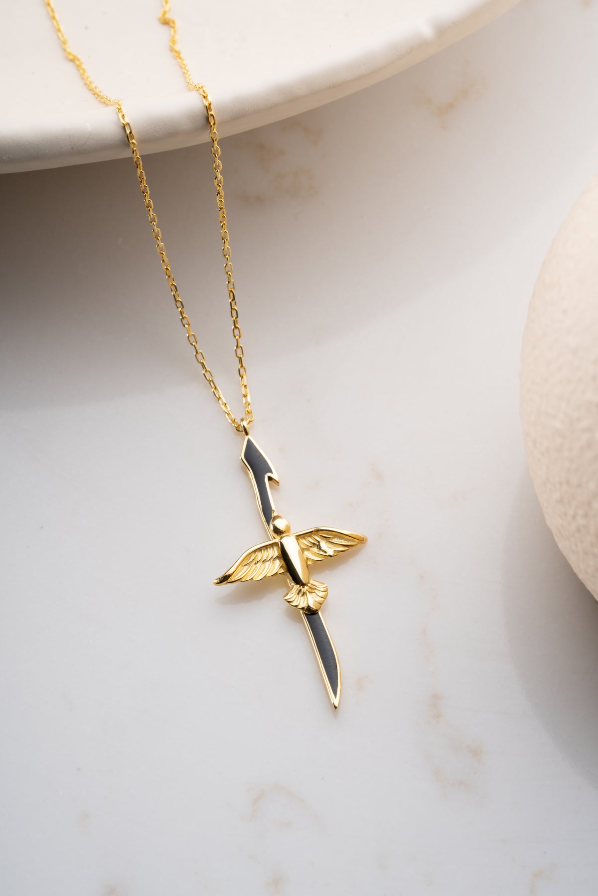 Winged Bird Blade Pendant Necklace