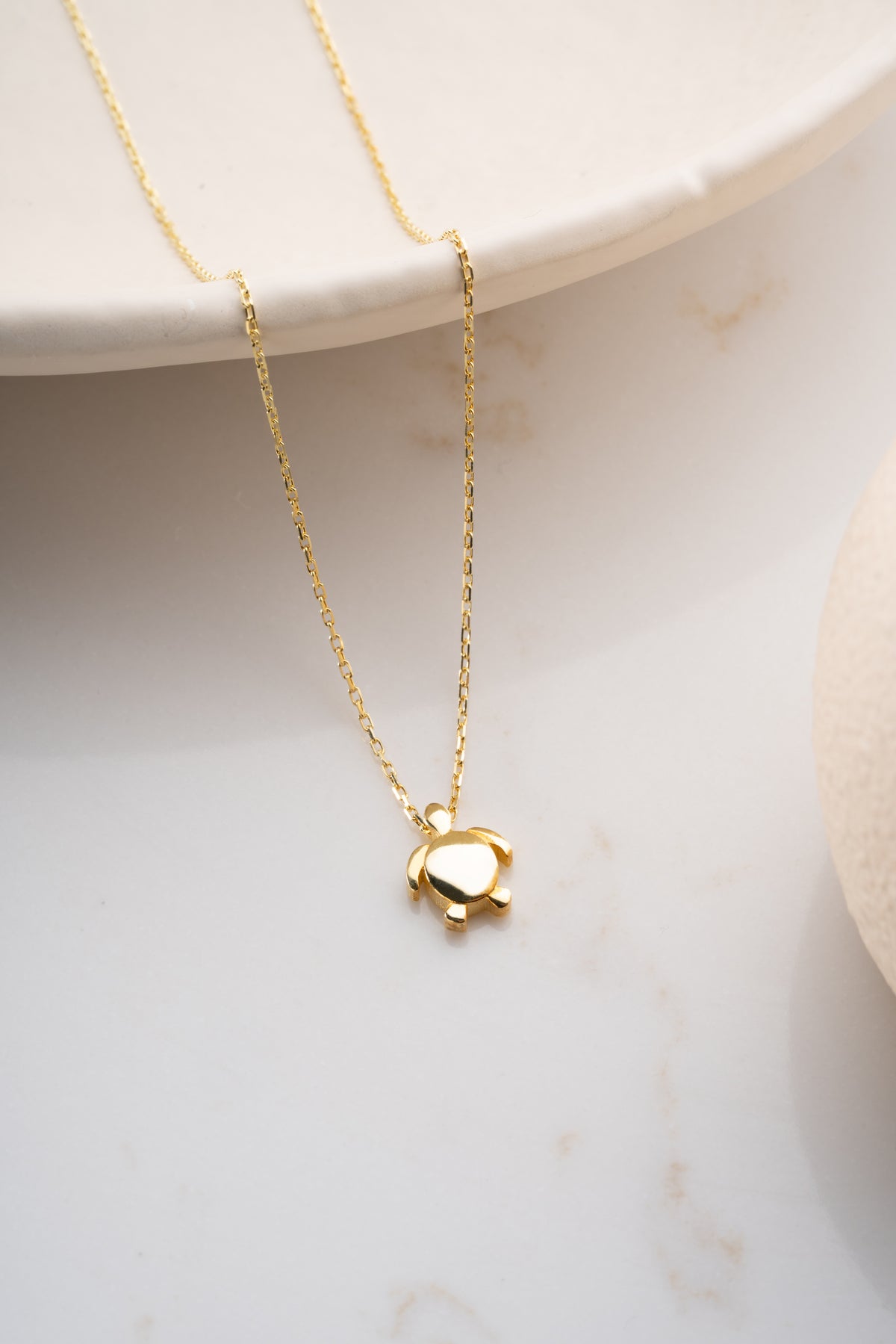 Tiny Gold Turtle Pendant Necklace