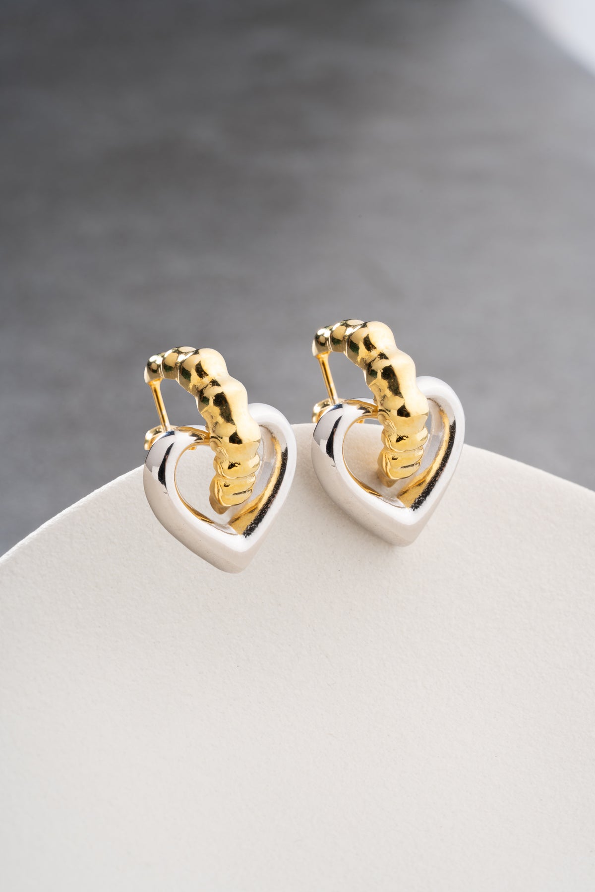 Two Tone Heart Hoop Earrings