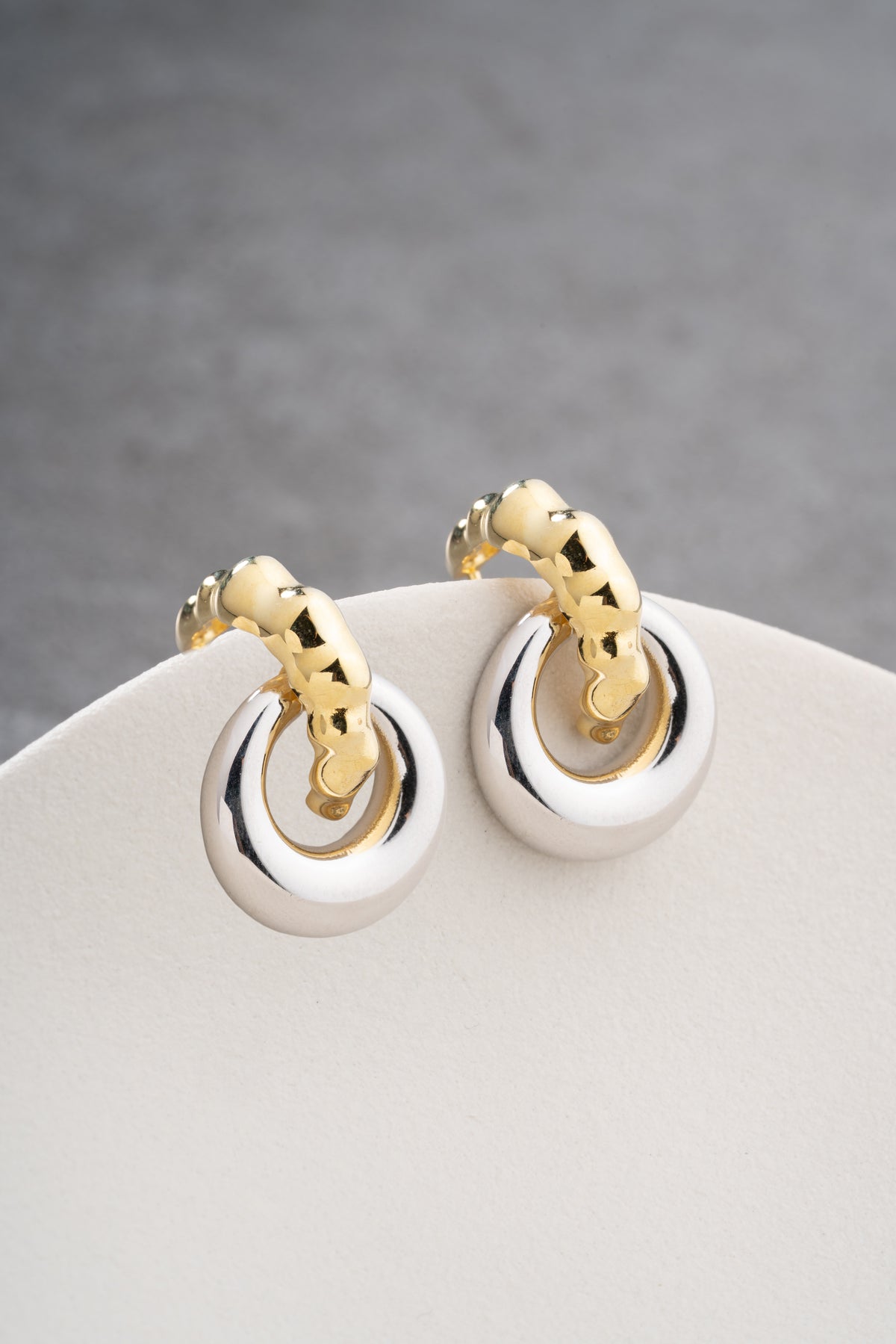 Two Tone Circle Drop Hoop Earrings