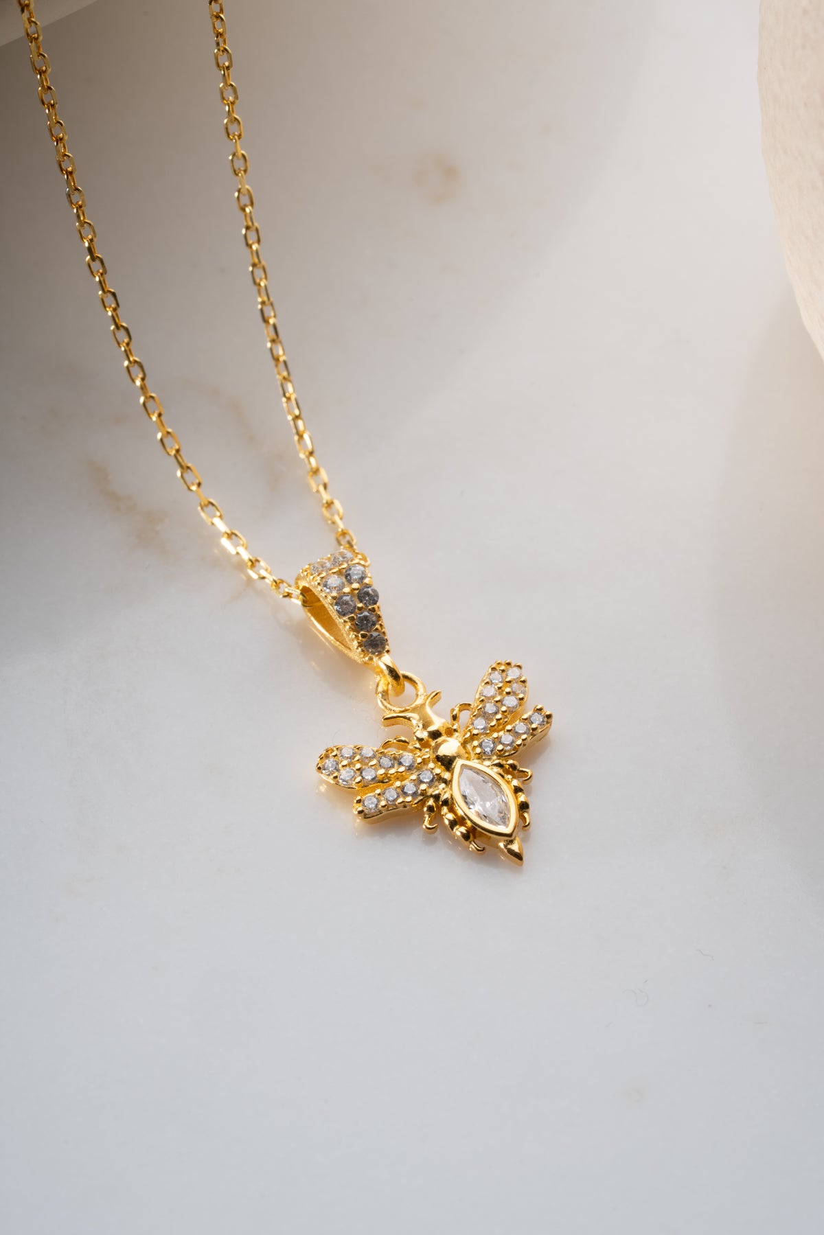 Pave Crystal Bee Pendant Necklace