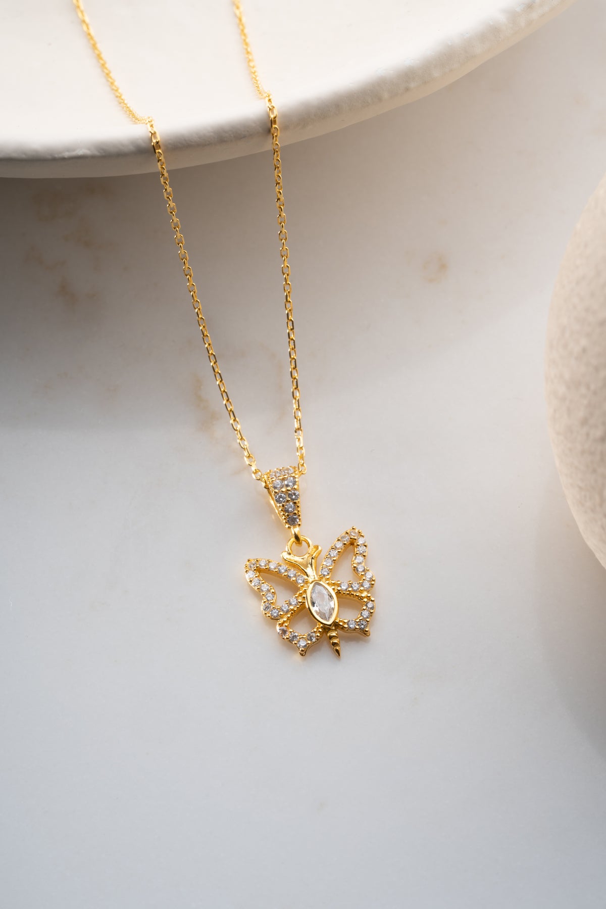 Gold Butterfly Pendant Necklace