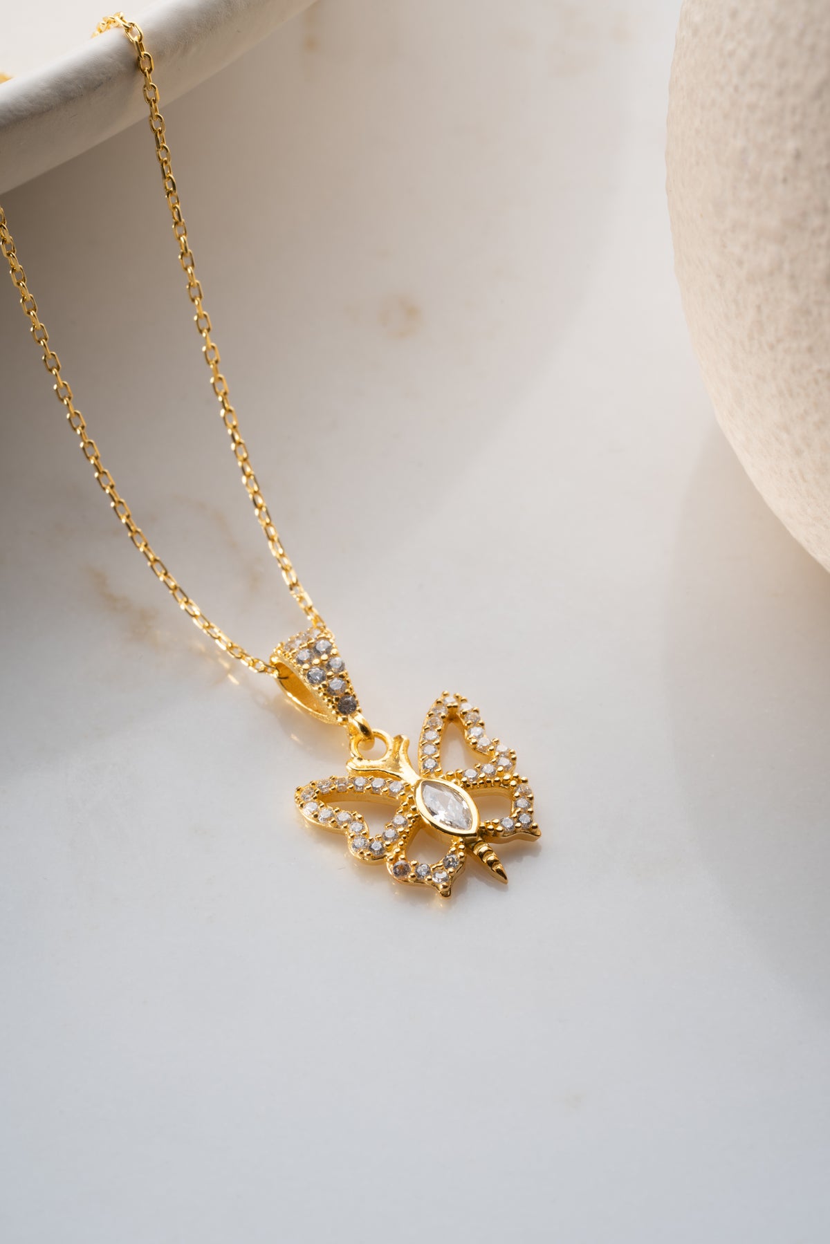 Gold Butterfly Pendant Necklace
