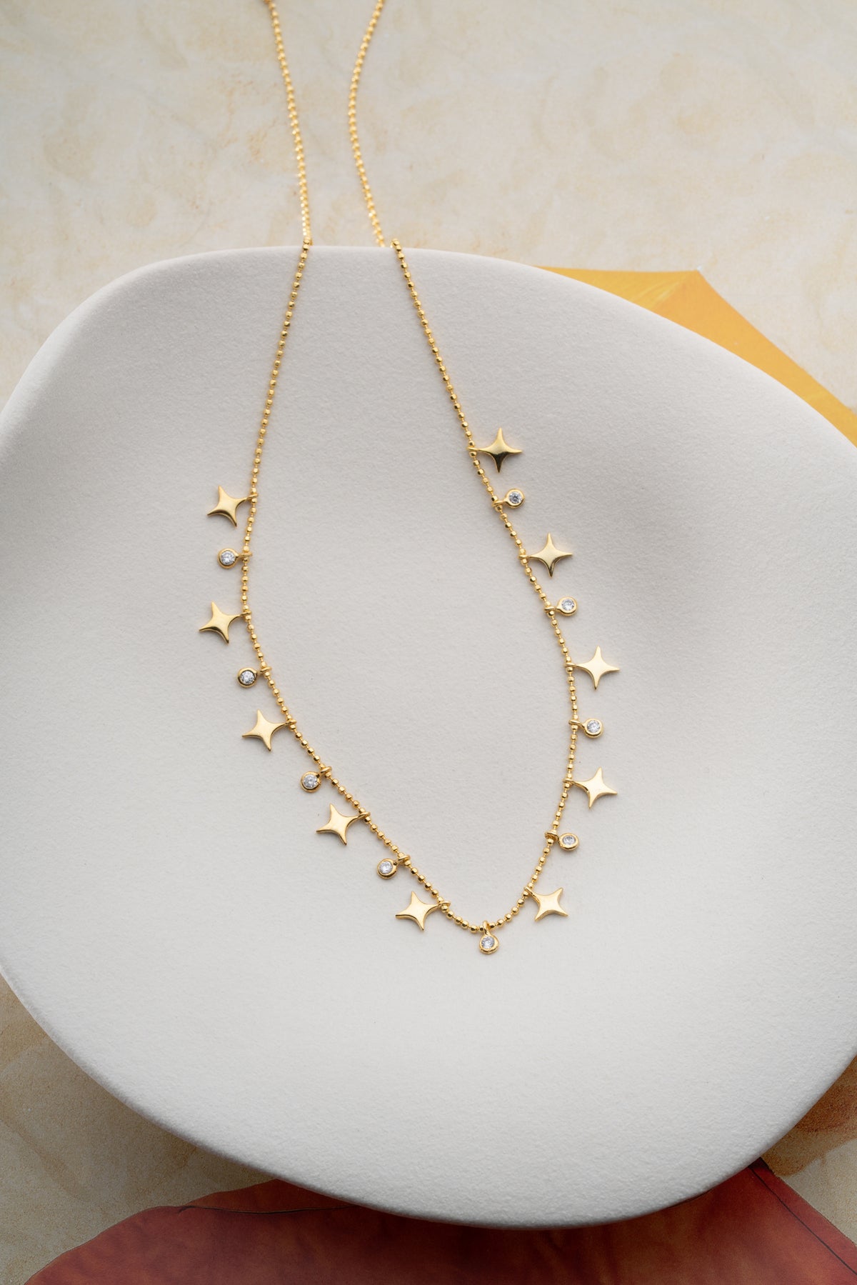 Star and Crystal Charm Necklace