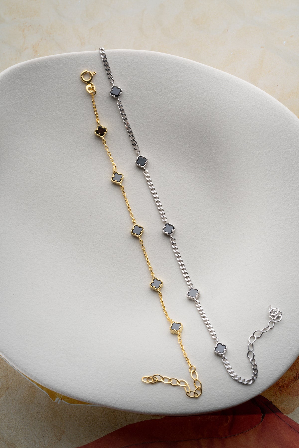 His and Hers Black Clover Bracelet Set