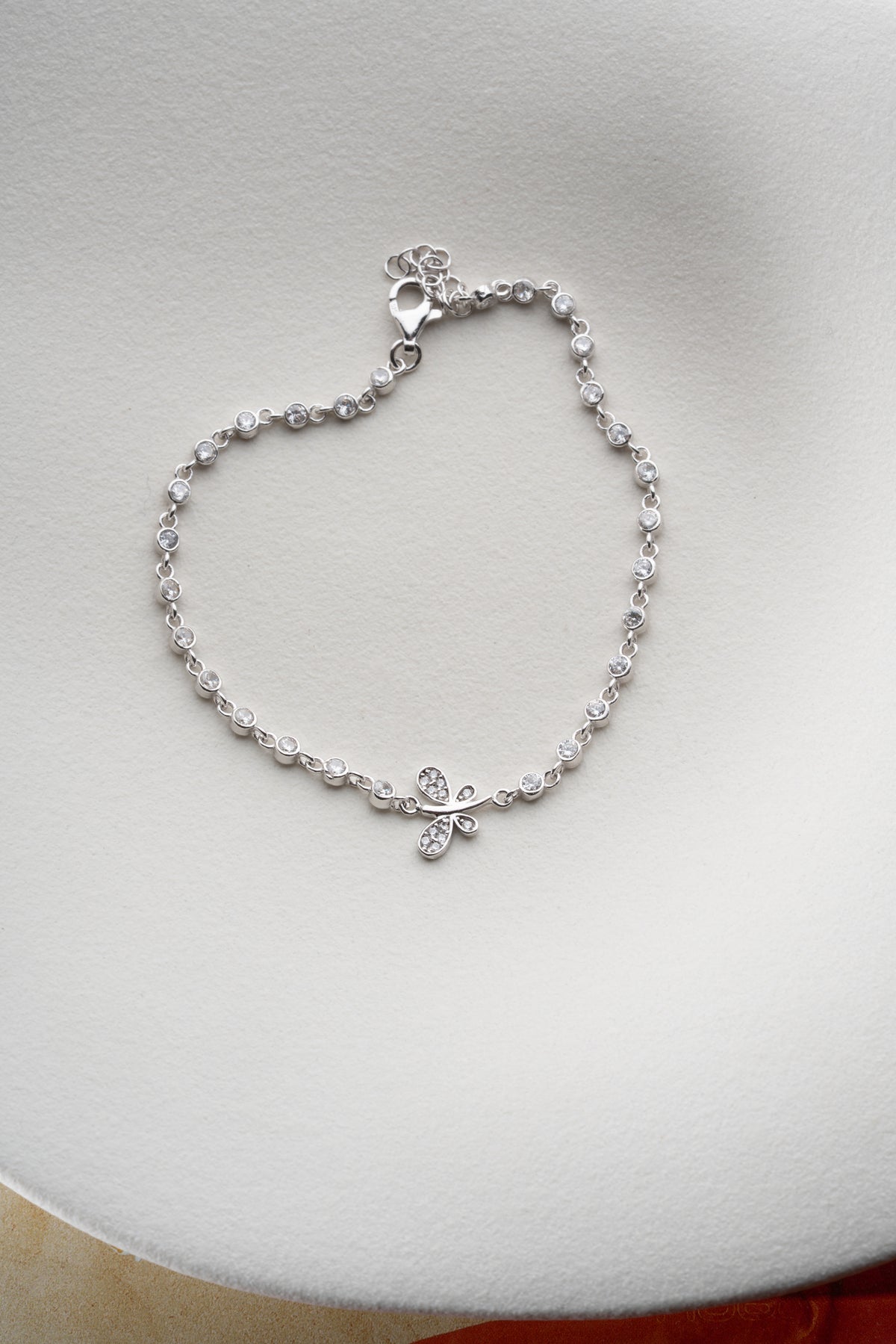 Pave Butterfly Tennis Bracelet in Silver
