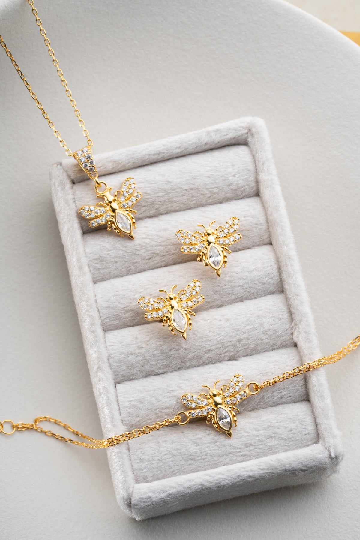 Pave Crystal Bee Jewelry Set