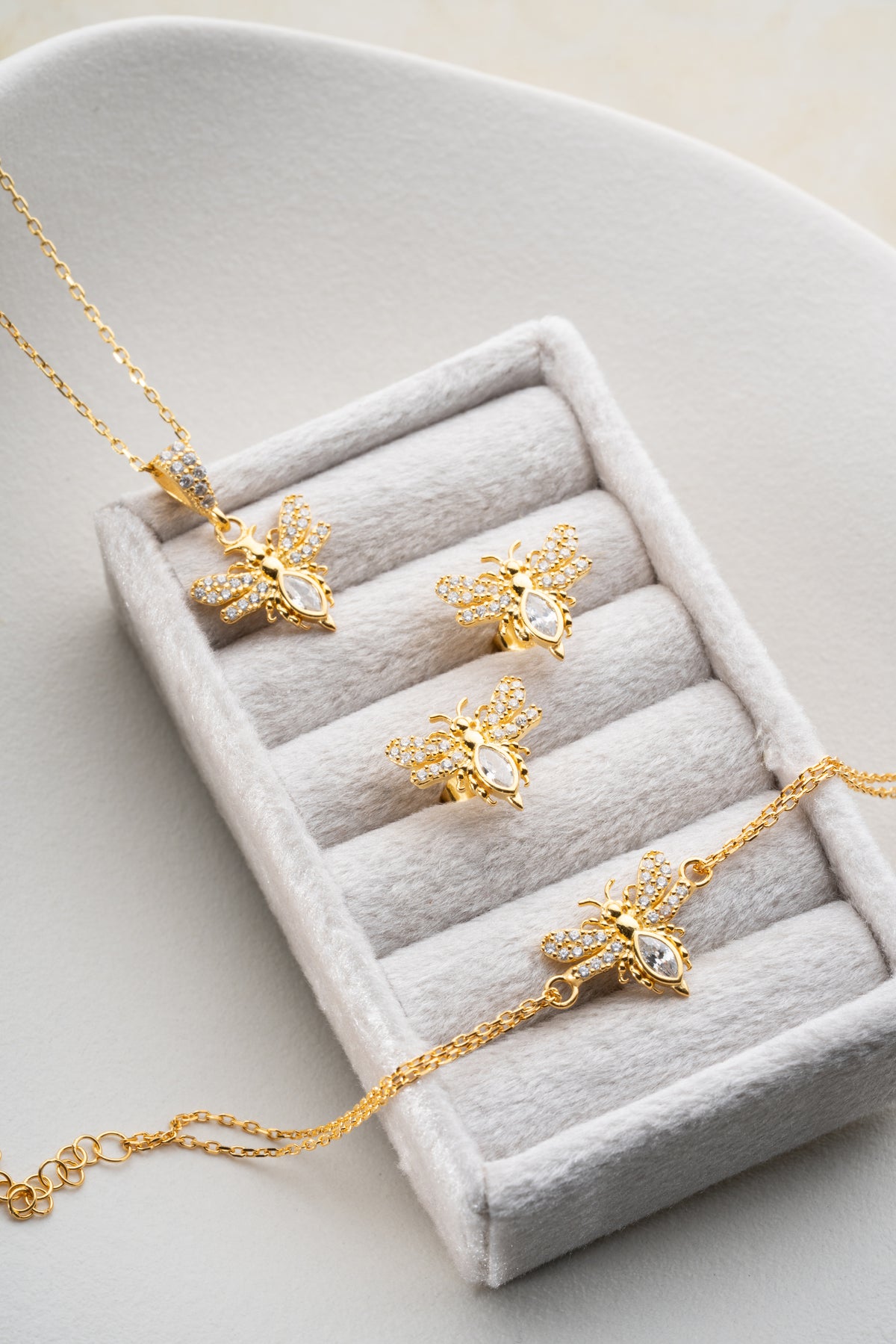 Pave Crystal Bee Jewelry Set