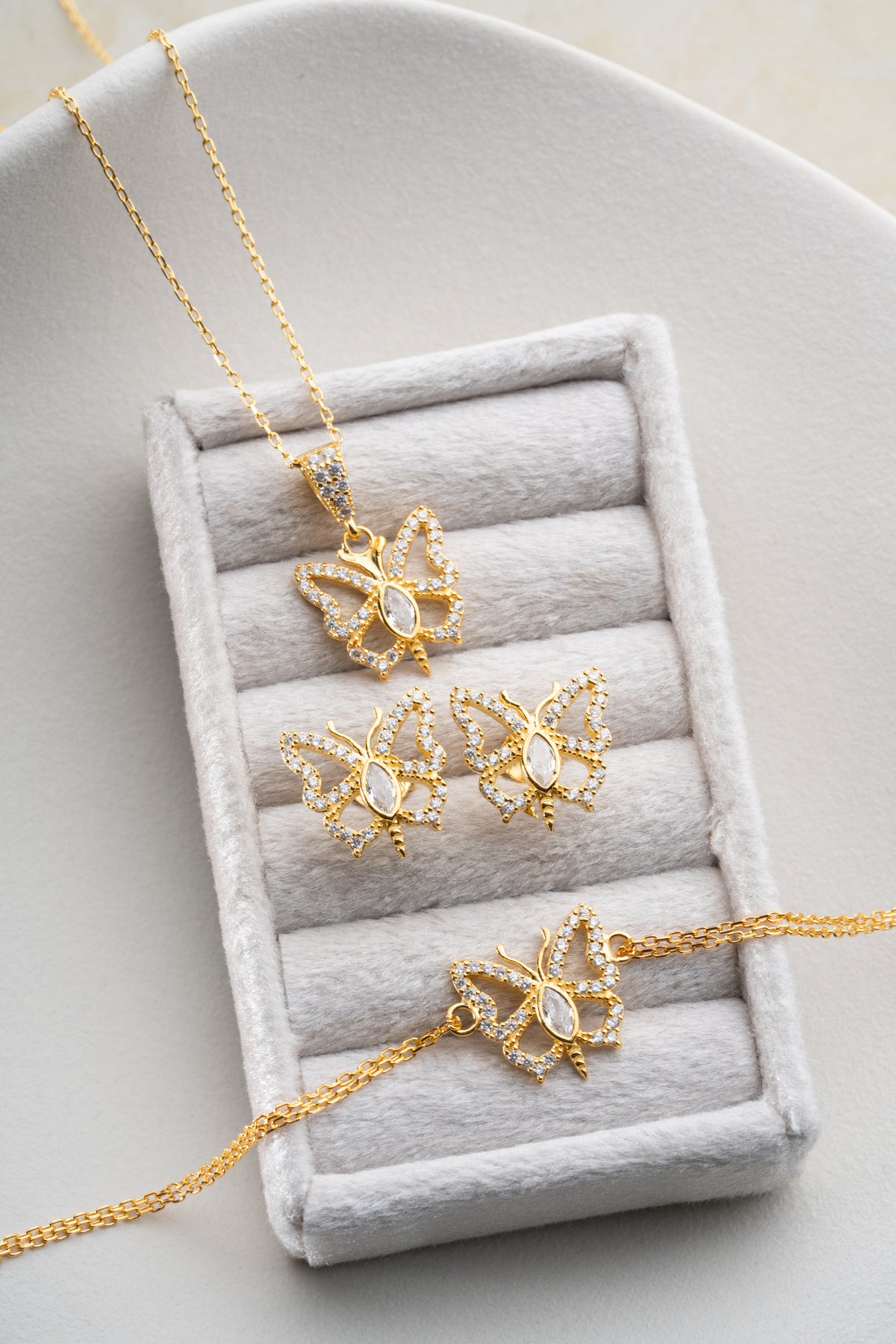 Pave Crystal Butterfly Jewelry Set