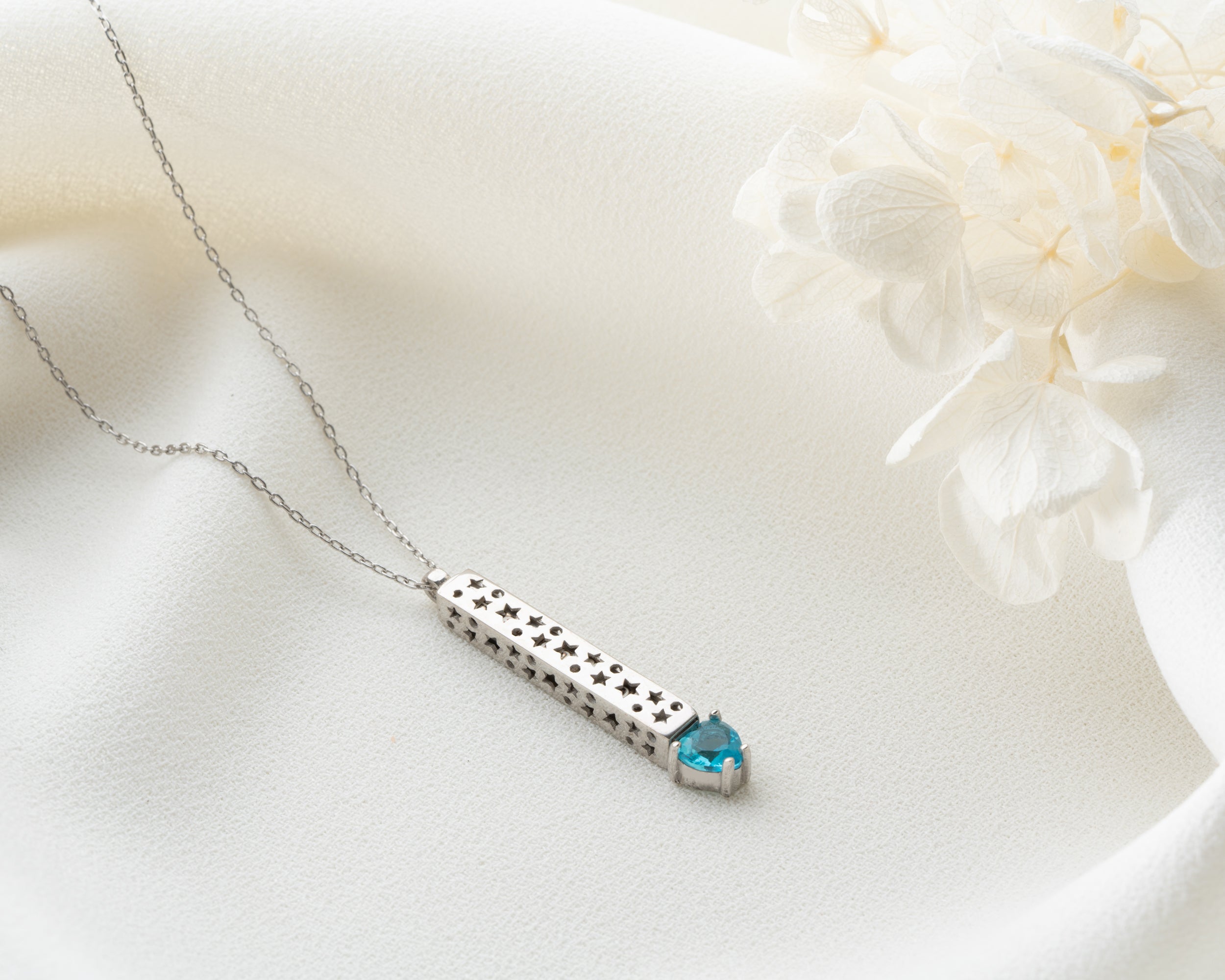 Engraved Bar Necklace with Heart Birthstone
