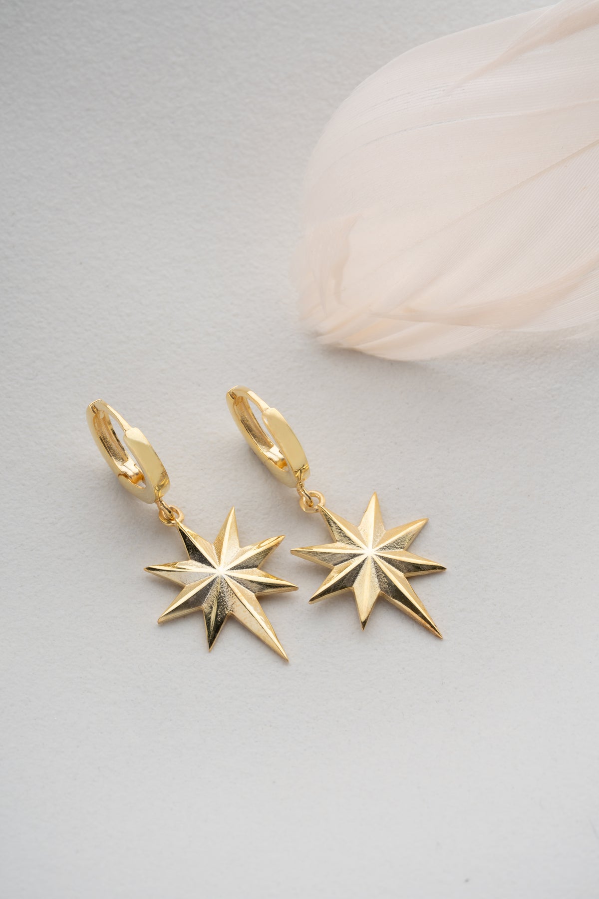 North Star Drop Huggie Earrings