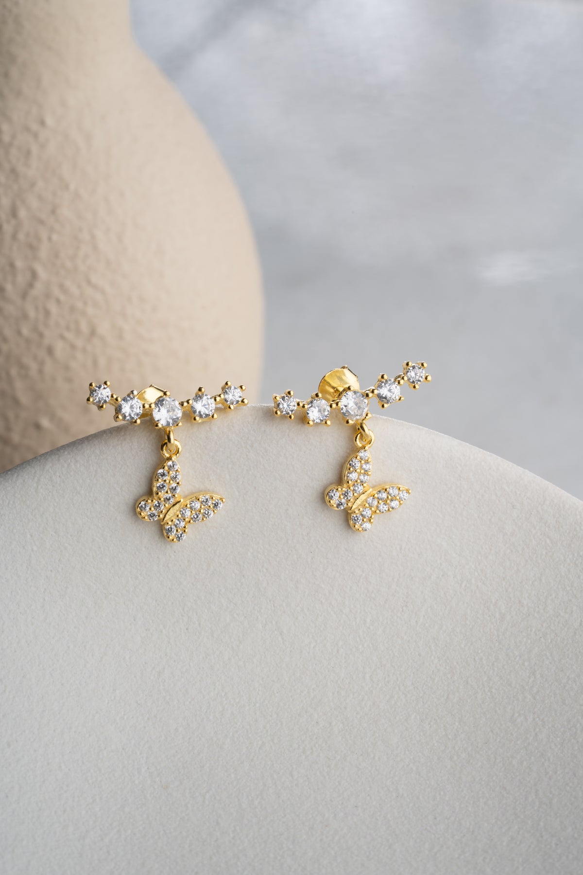 Crystal Butterfly Ear Climber Earrings