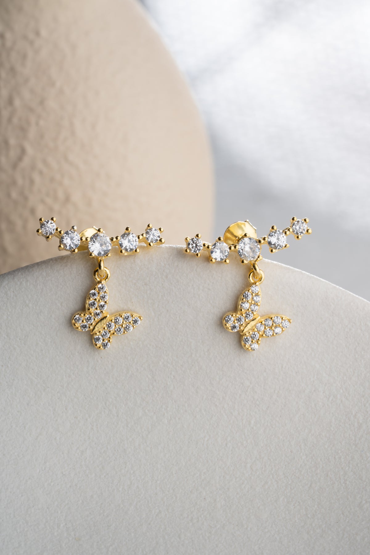 Crystal Butterfly Ear Climber Earrings