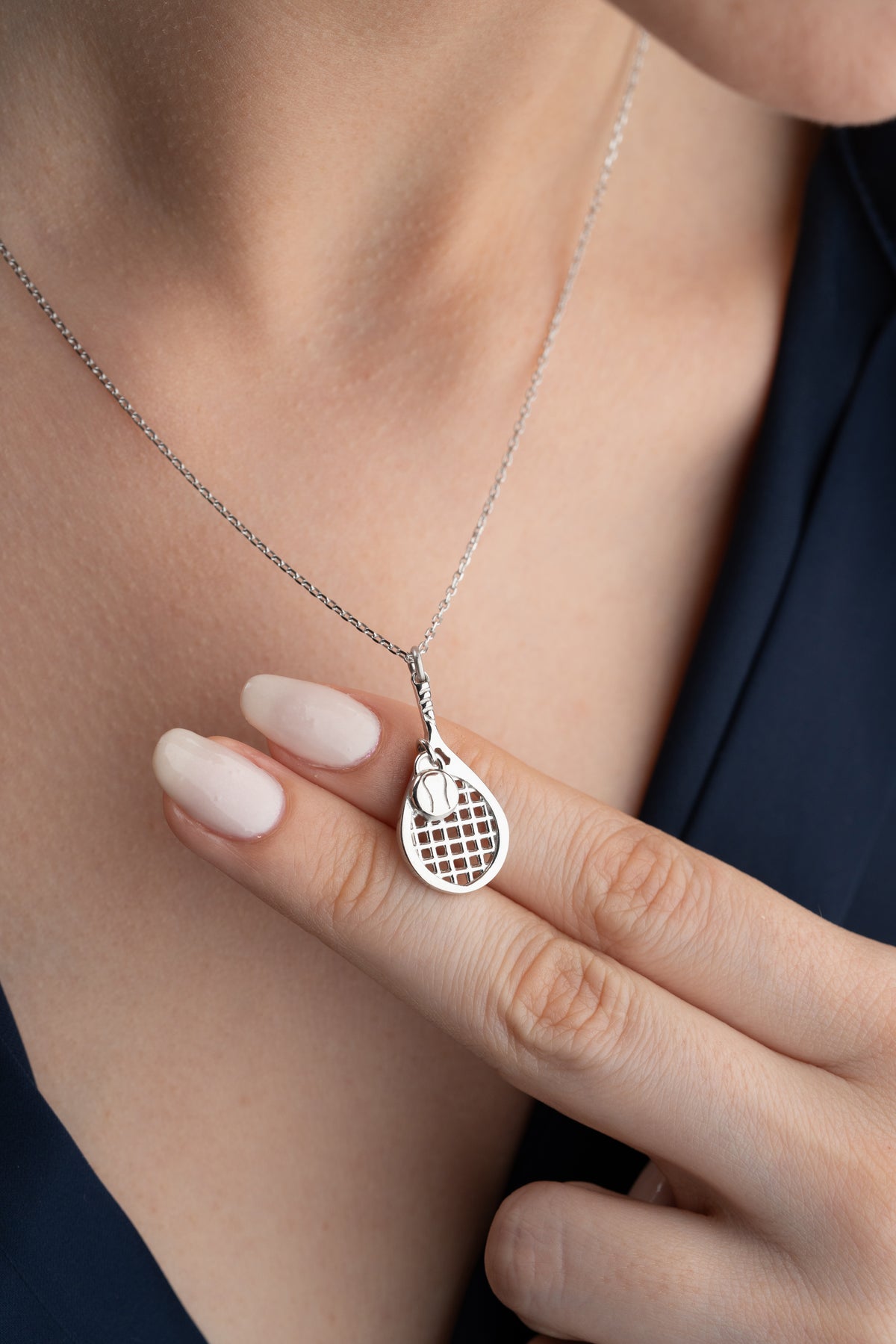 Tennis Racket and Ball Charm Necklace