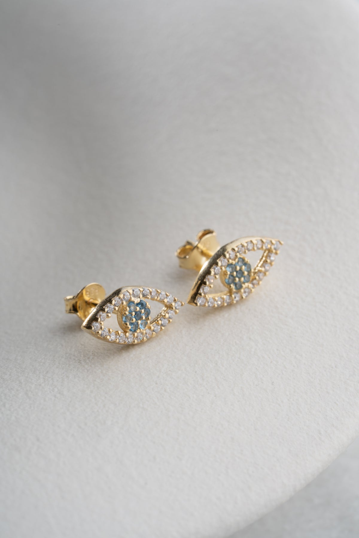 Evil Eye Stud Earrings in Gold
