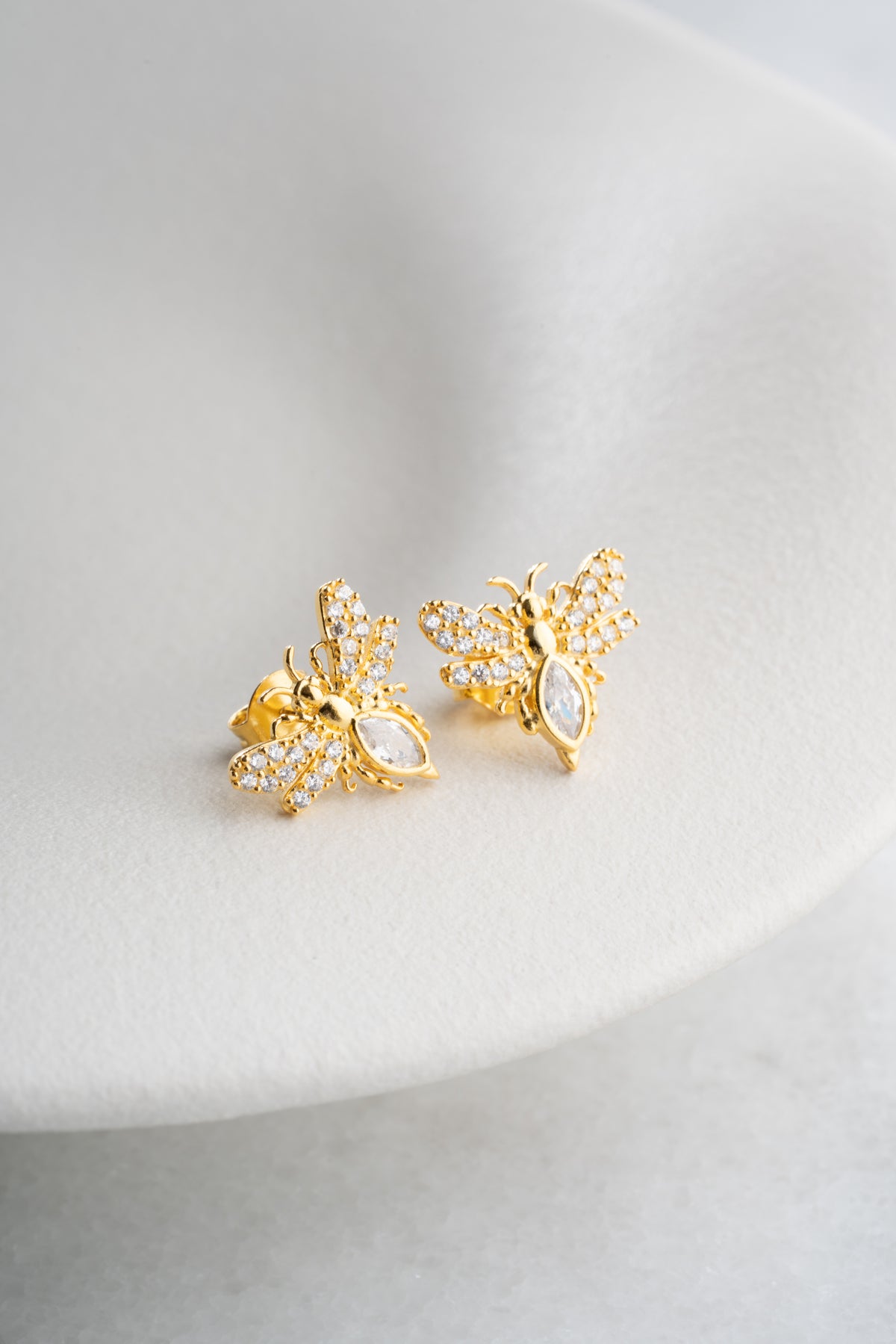 Pave Crystal Bee Stud Earrings