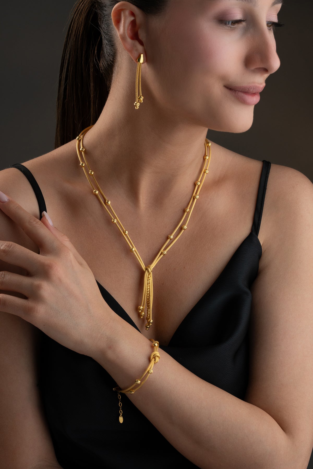 Diamond Cut Knot Tassel Jewelry Set