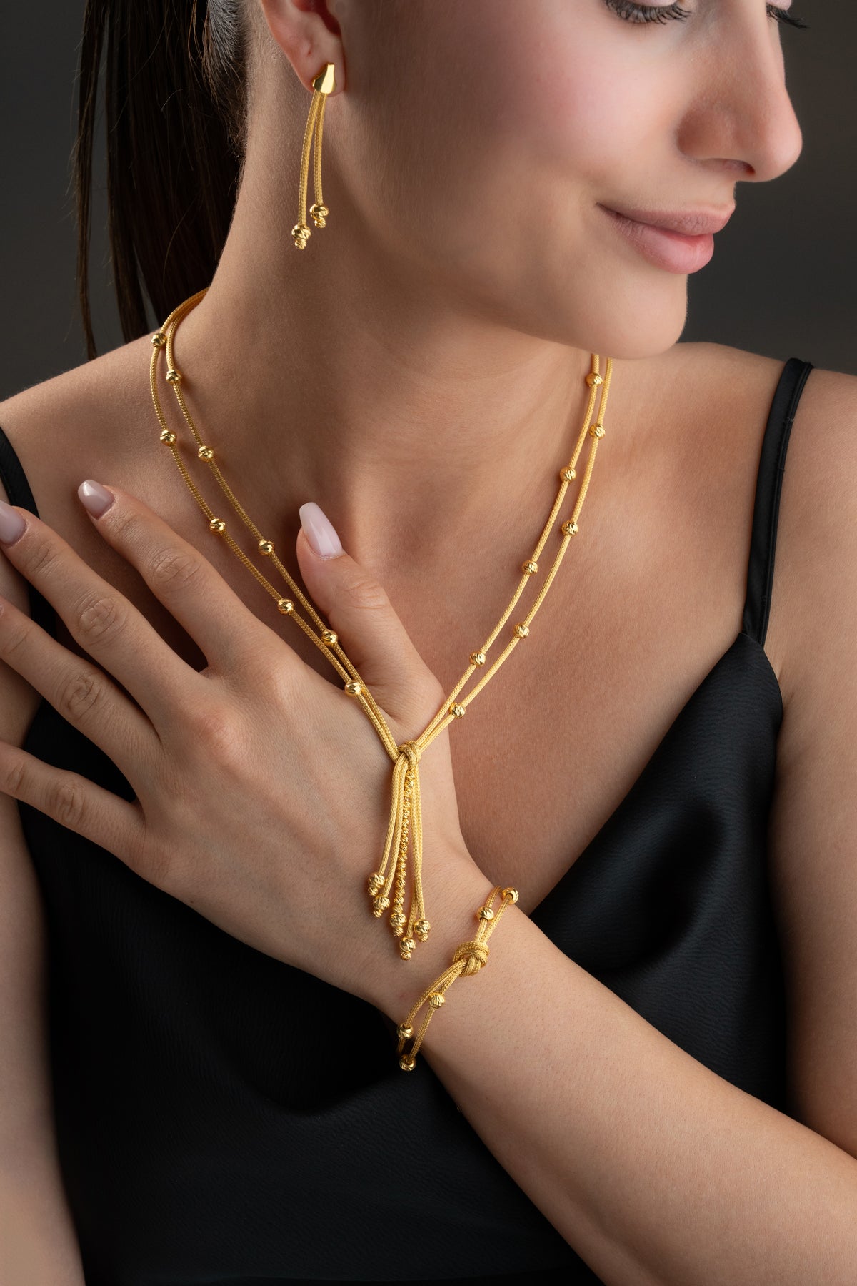 Diamond Cut Knot Tassel Jewelry Set