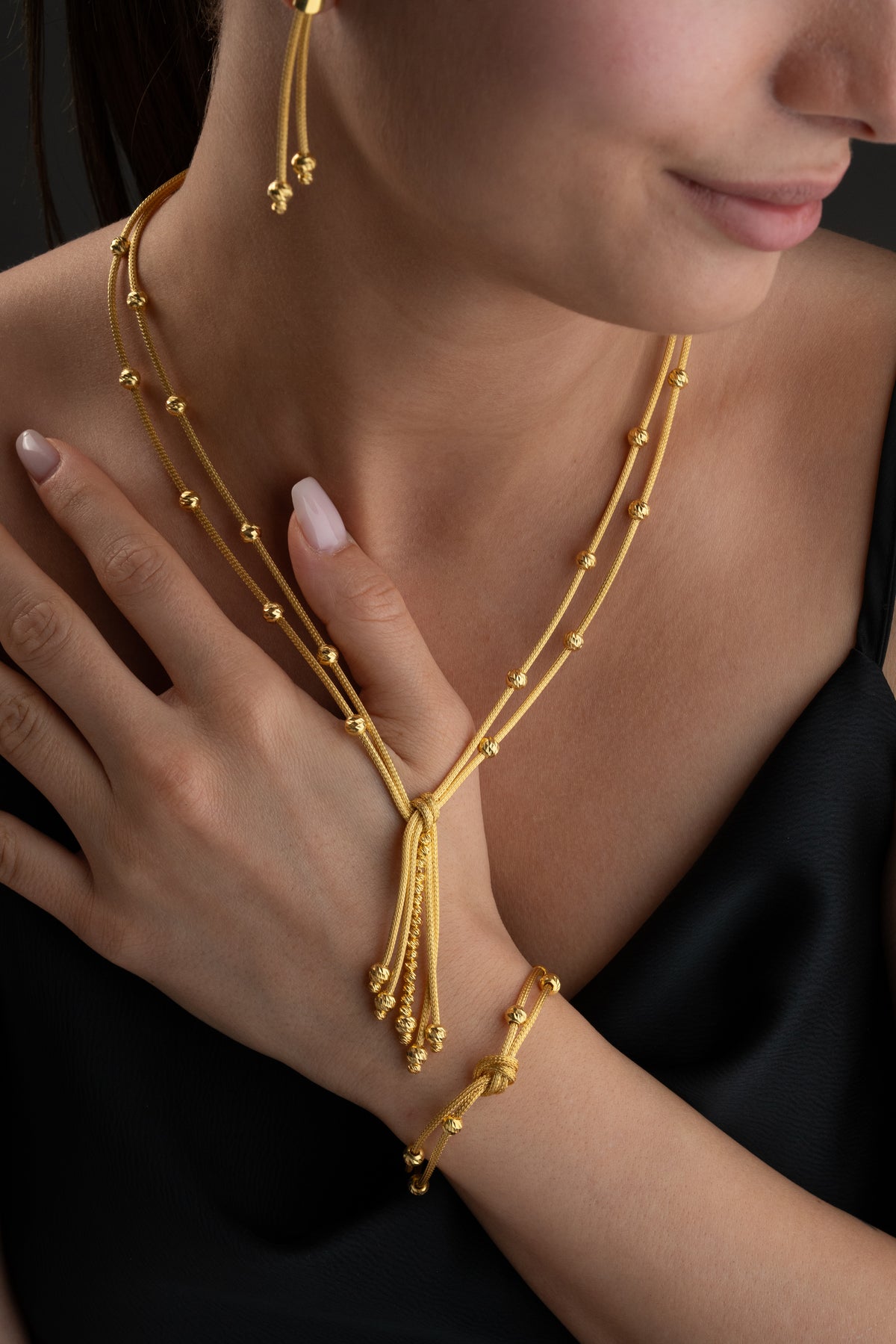 Diamond Cut Knot Tassel Jewelry Set