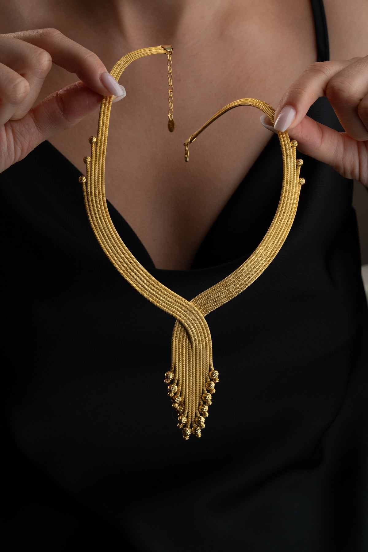 Woven Gold Tassel Jewelry Set