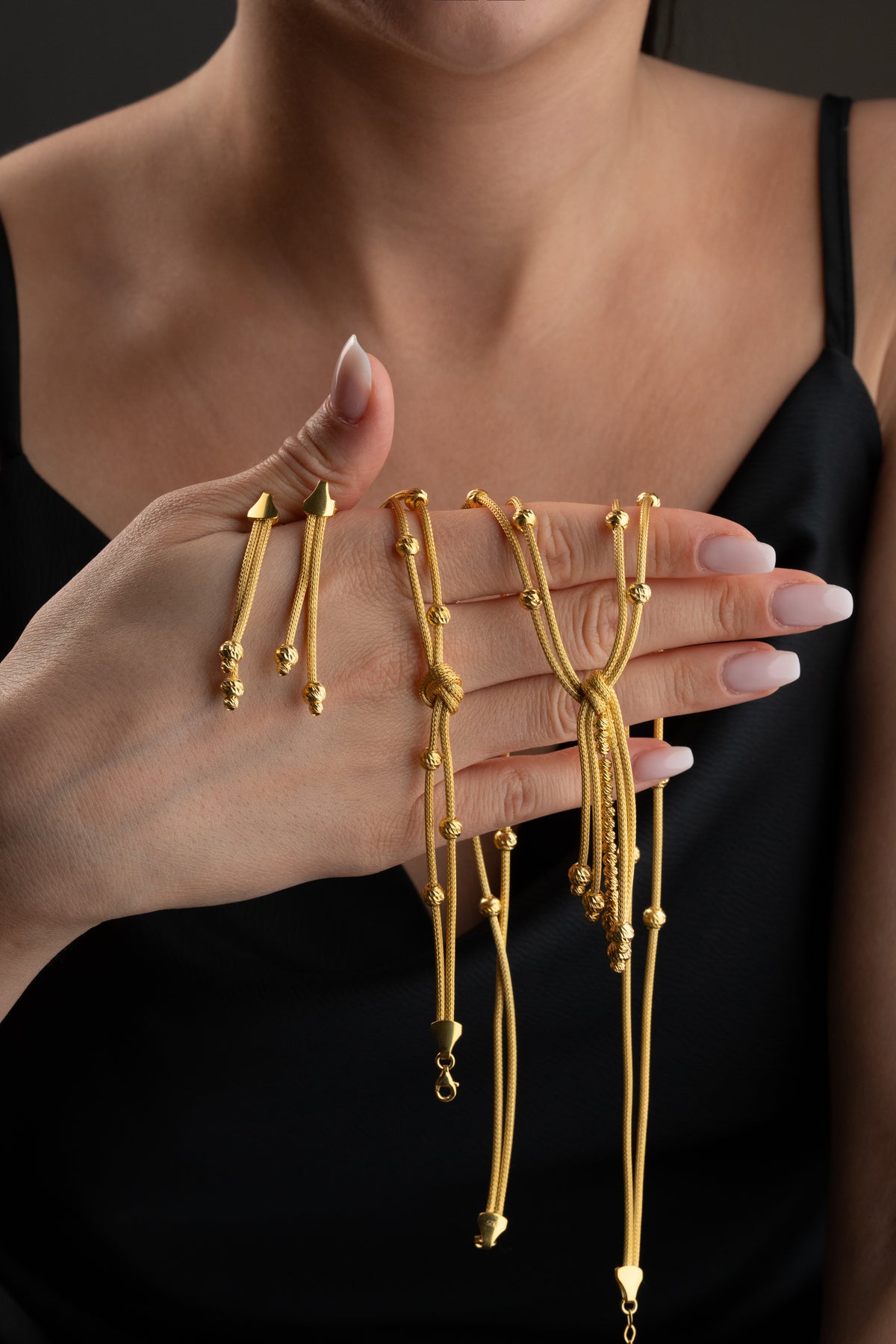 Diamond Cut Knot Tassel Jewelry Set
