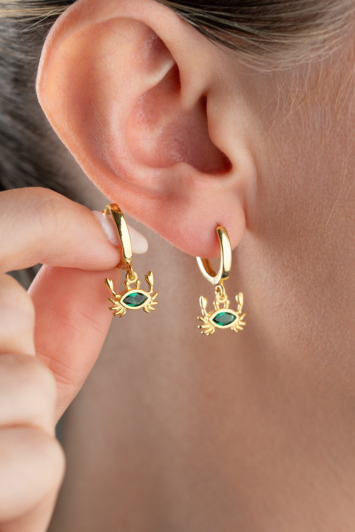 Crab Charm Huggie Hoop Earrings
