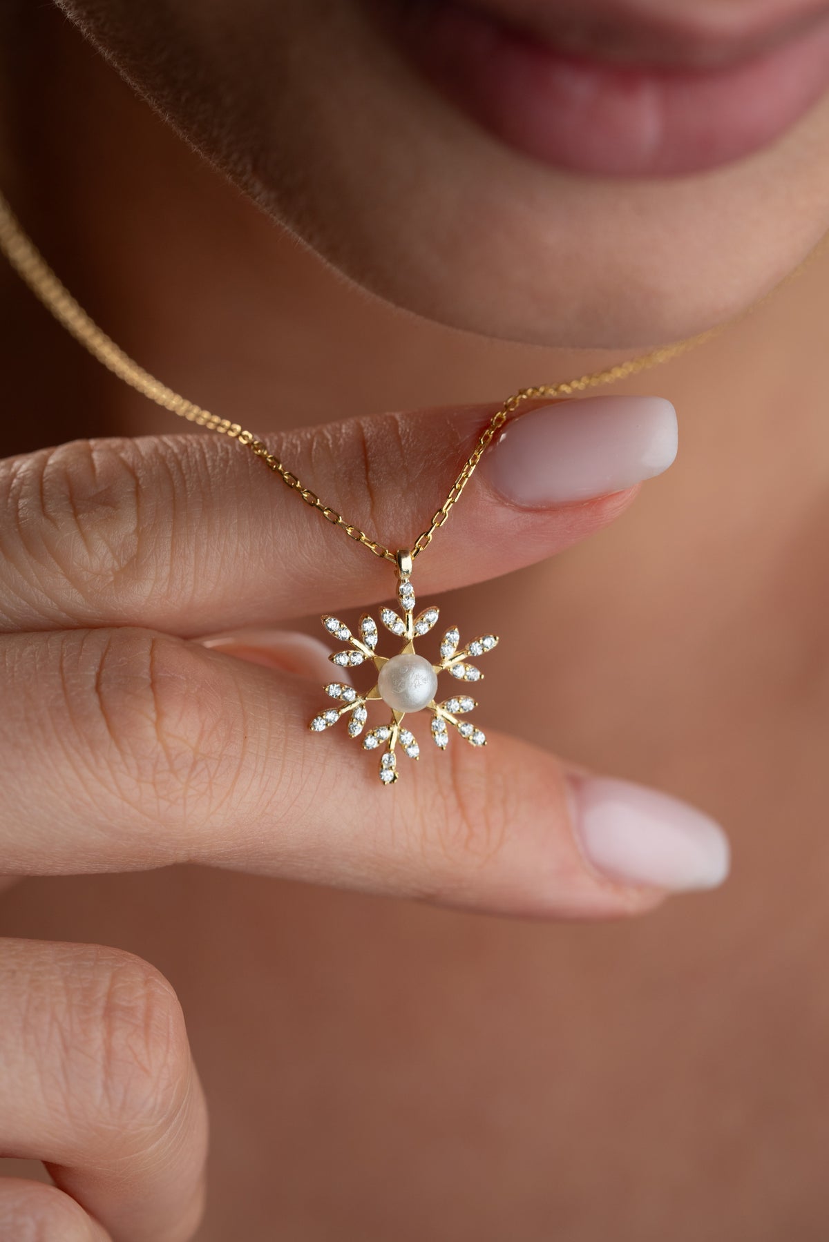 Pearl Snowflake Pendant Necklace