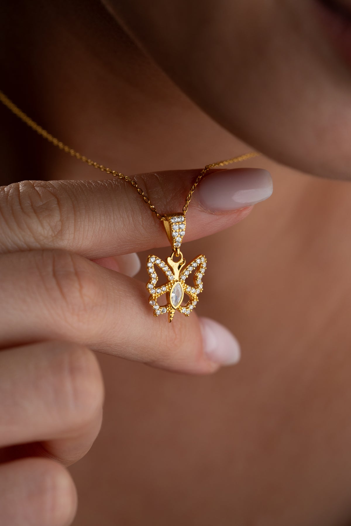 Gold Butterfly Pendant Necklace