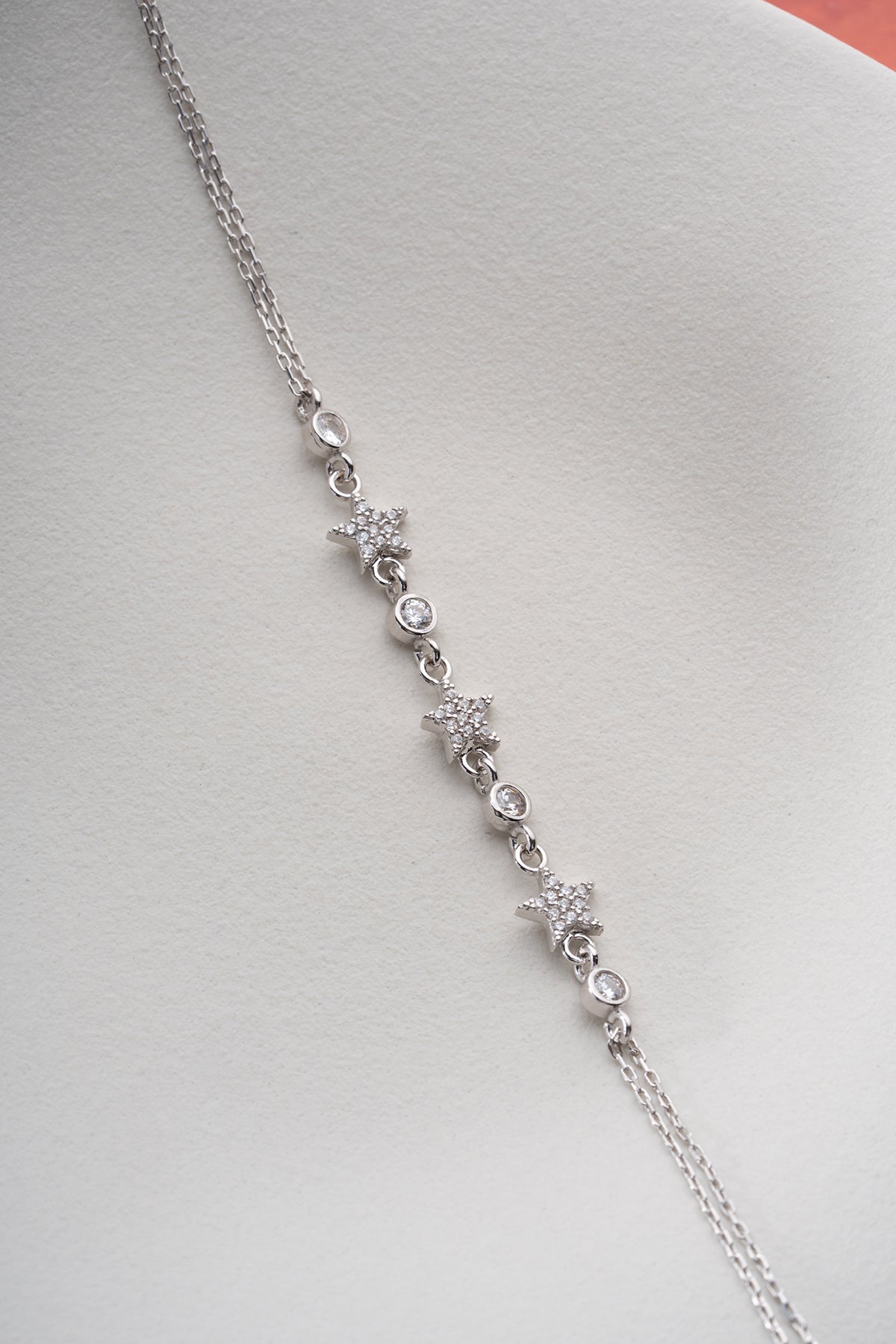 Pave Star Charm Bracelet in Silver