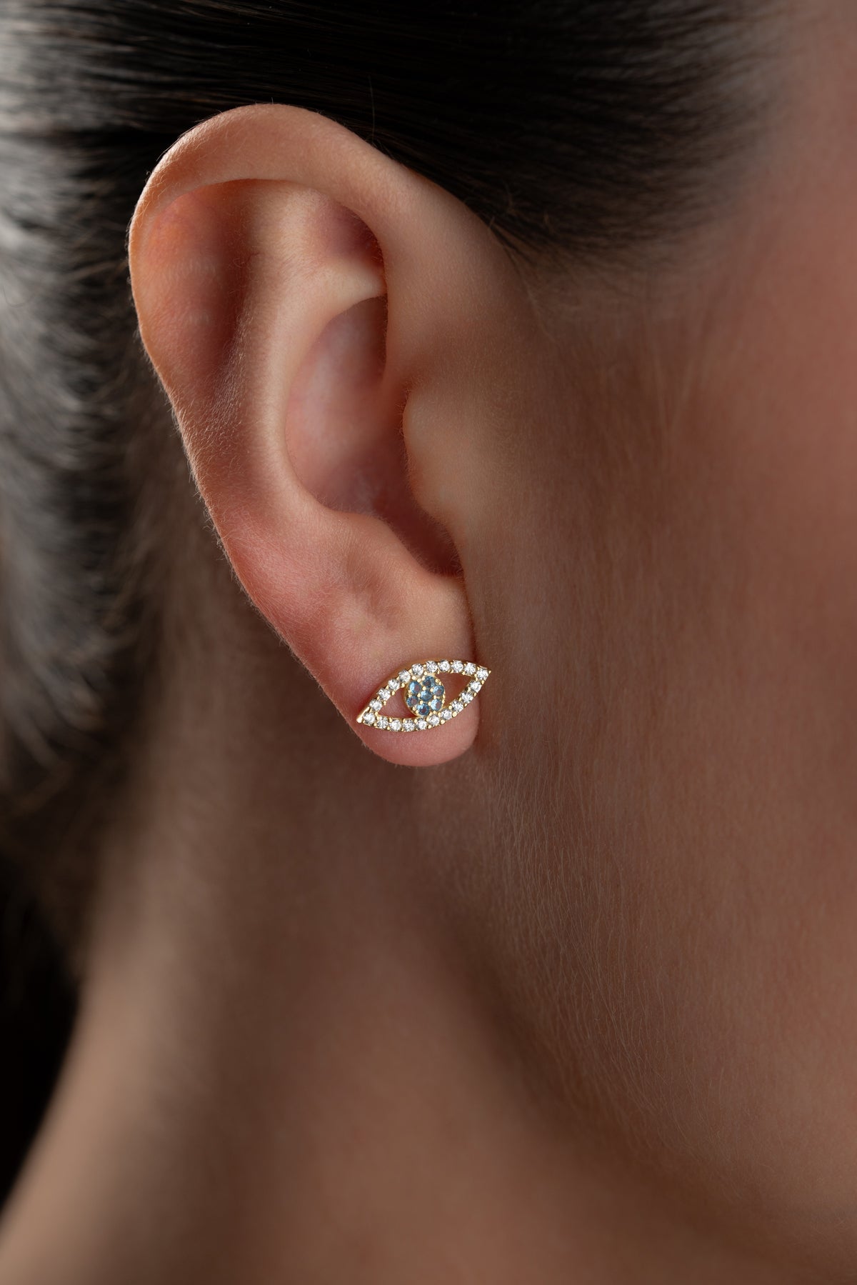 Evil Eye Stud Earrings in Gold