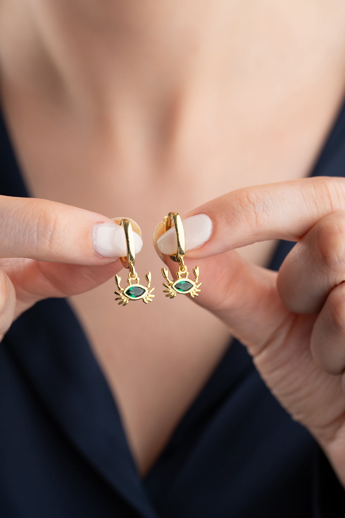 Crab Charm Huggie Hoop Earrings