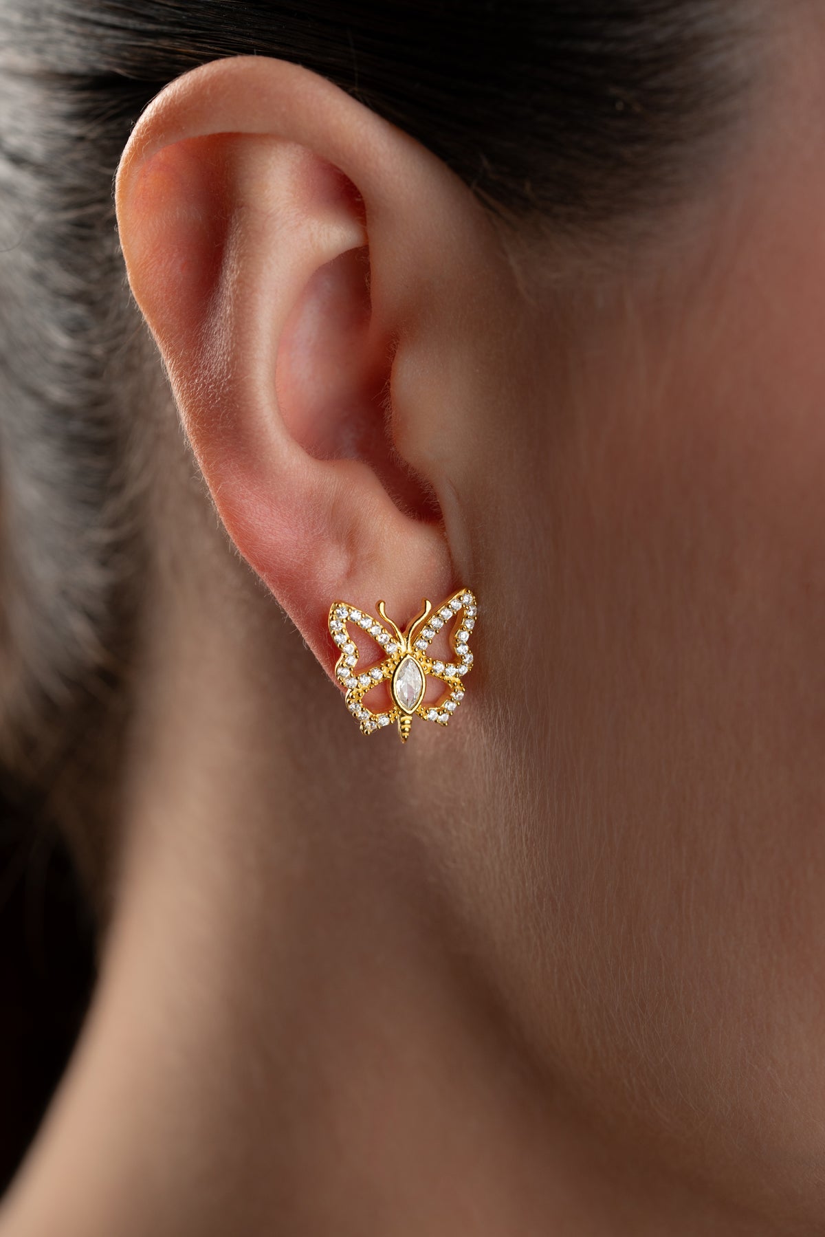 Crystal Butterfly Stud Earrings