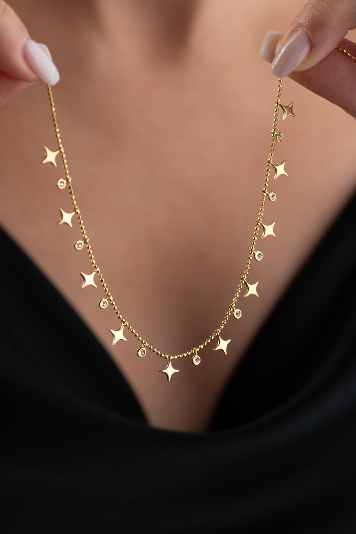 Star and Crystal Charm Necklace