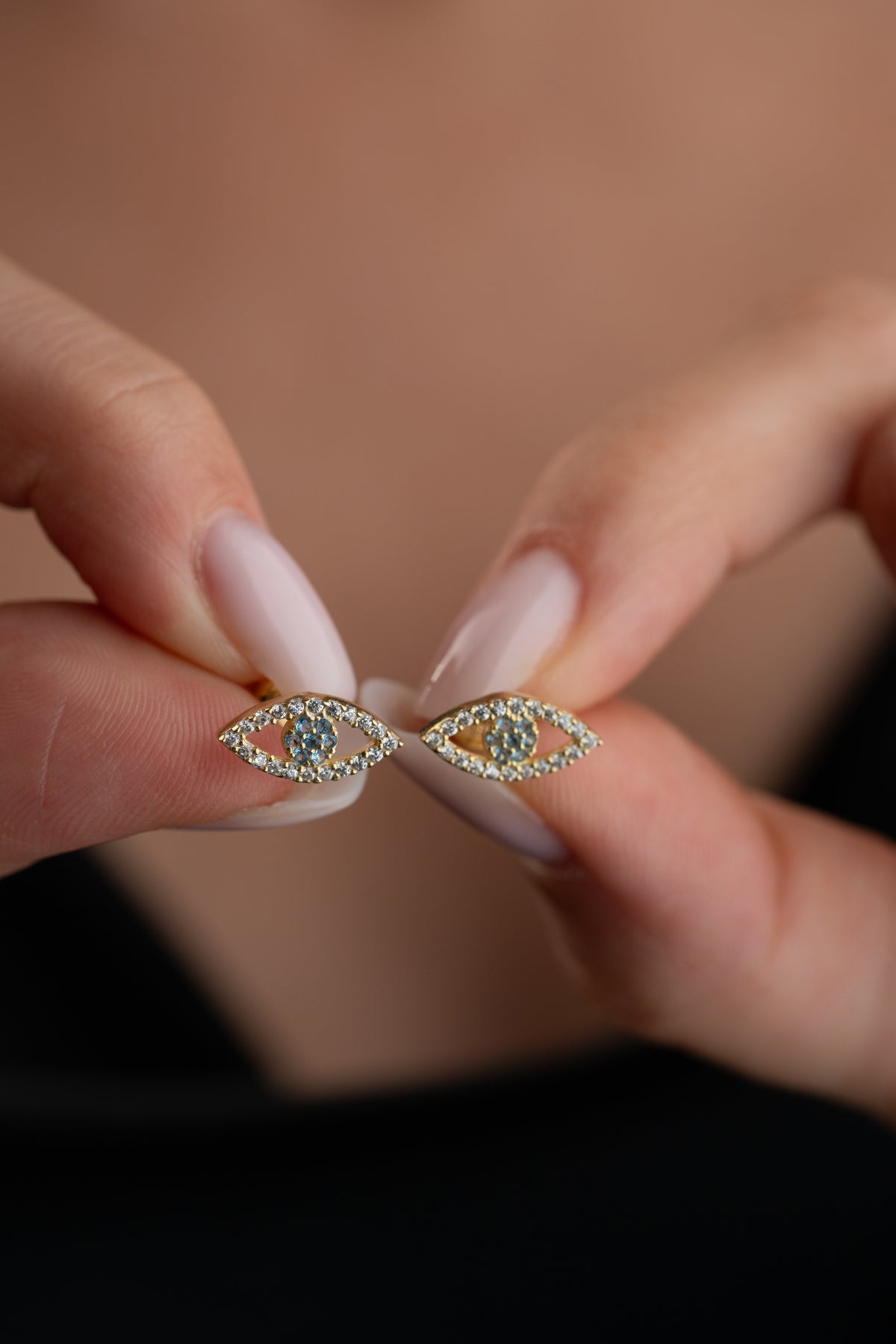 Evil Eye Stud Earrings in Gold