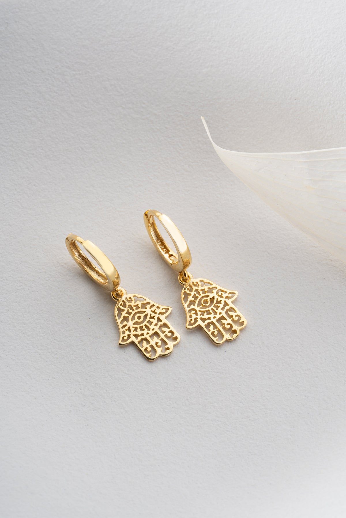 Hamsa Hand Filigree Drop Earrings
